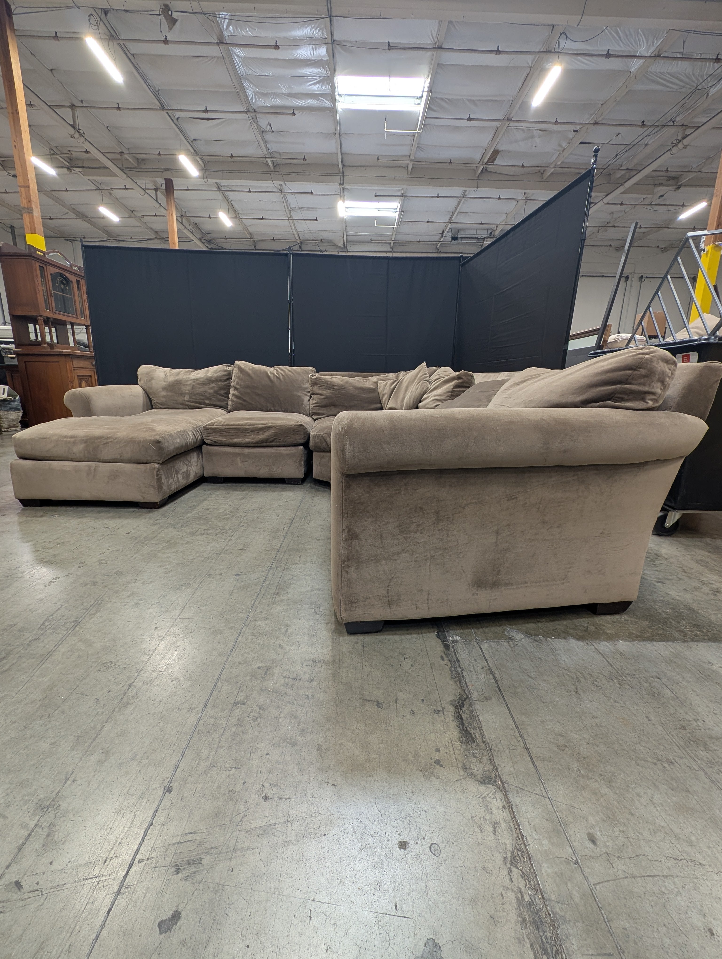 Versatile Brown Fabric Modular Sofa Sections - Five piece Set