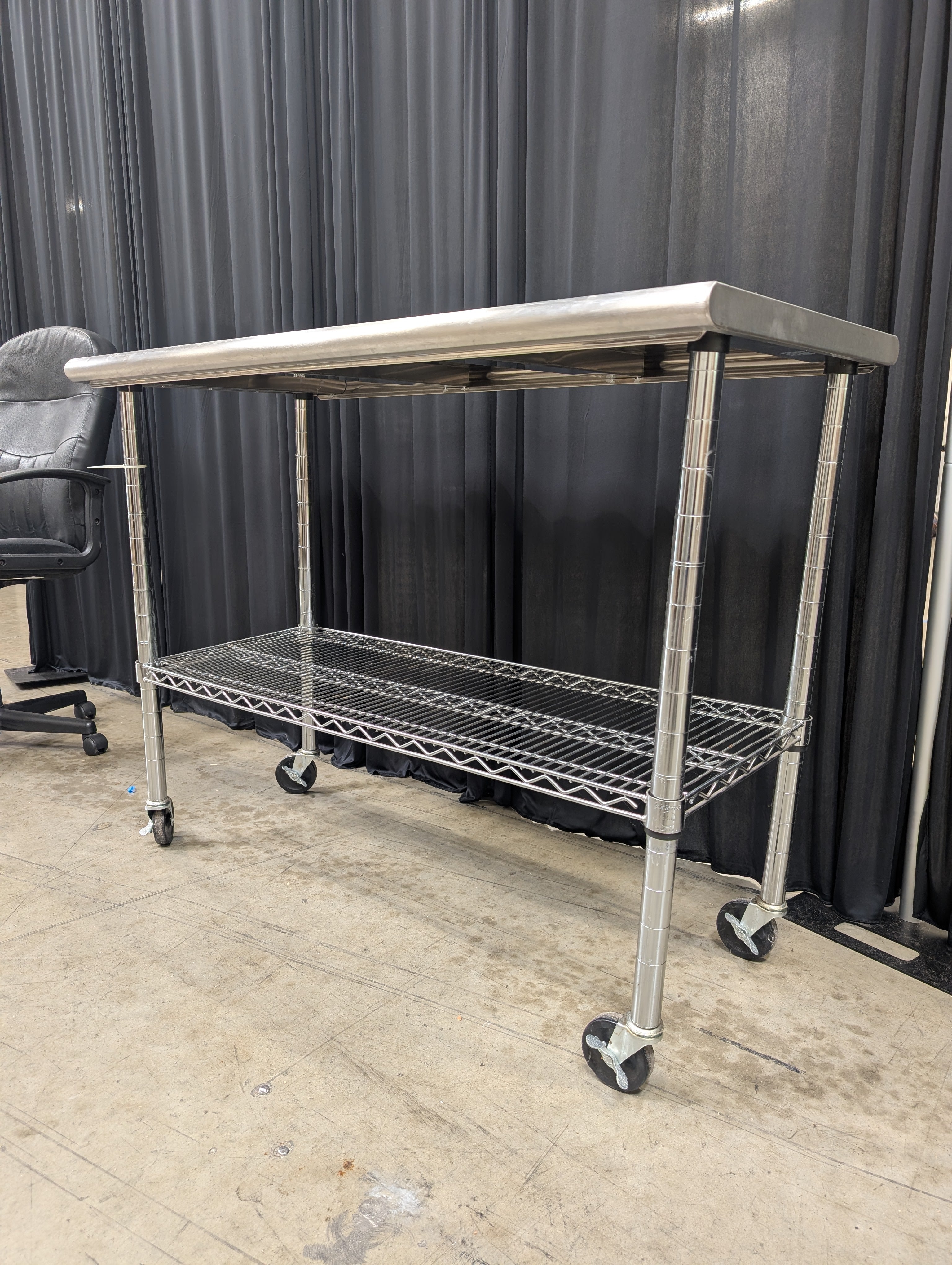 Silver Stainless Steel Kitchen Cart with Wire Shelf