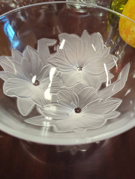 Display Bowl With Frosted Flowers