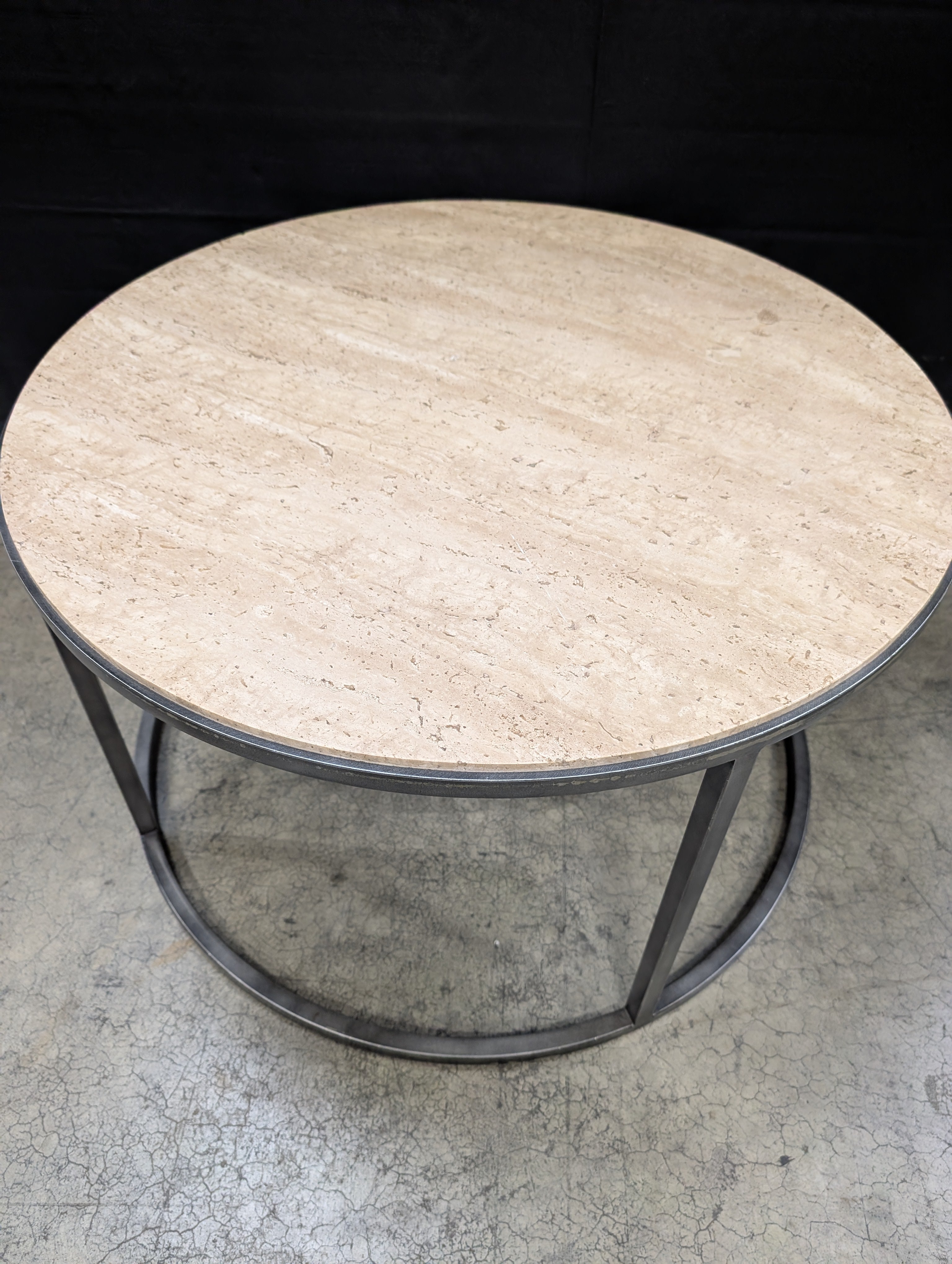 Modern Round Stone Top Accent Table