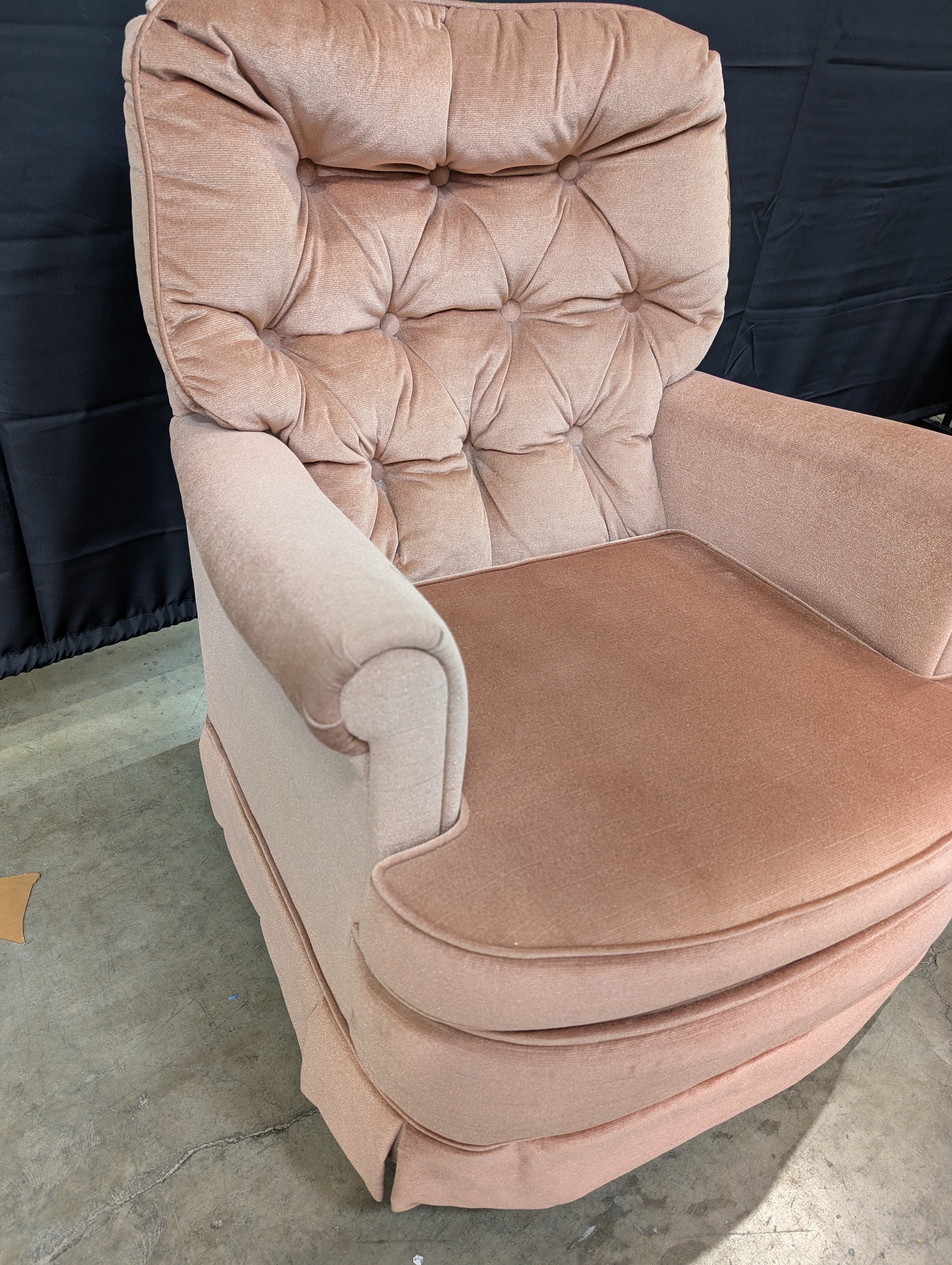 Plush Dusty Rose Upholstered Armchair and Ottoman Set