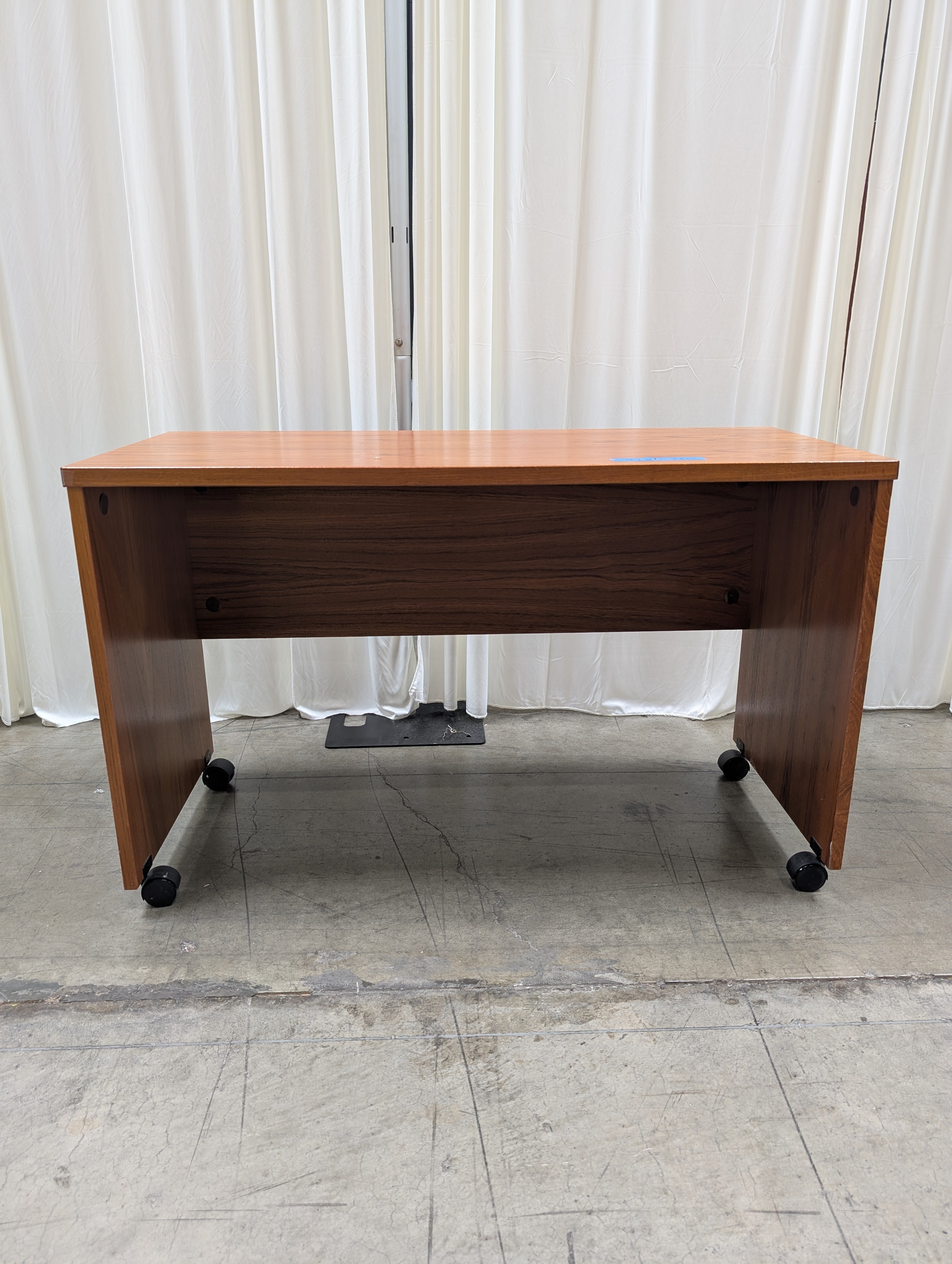 Warm Brown Wood Grain Desk with Casters