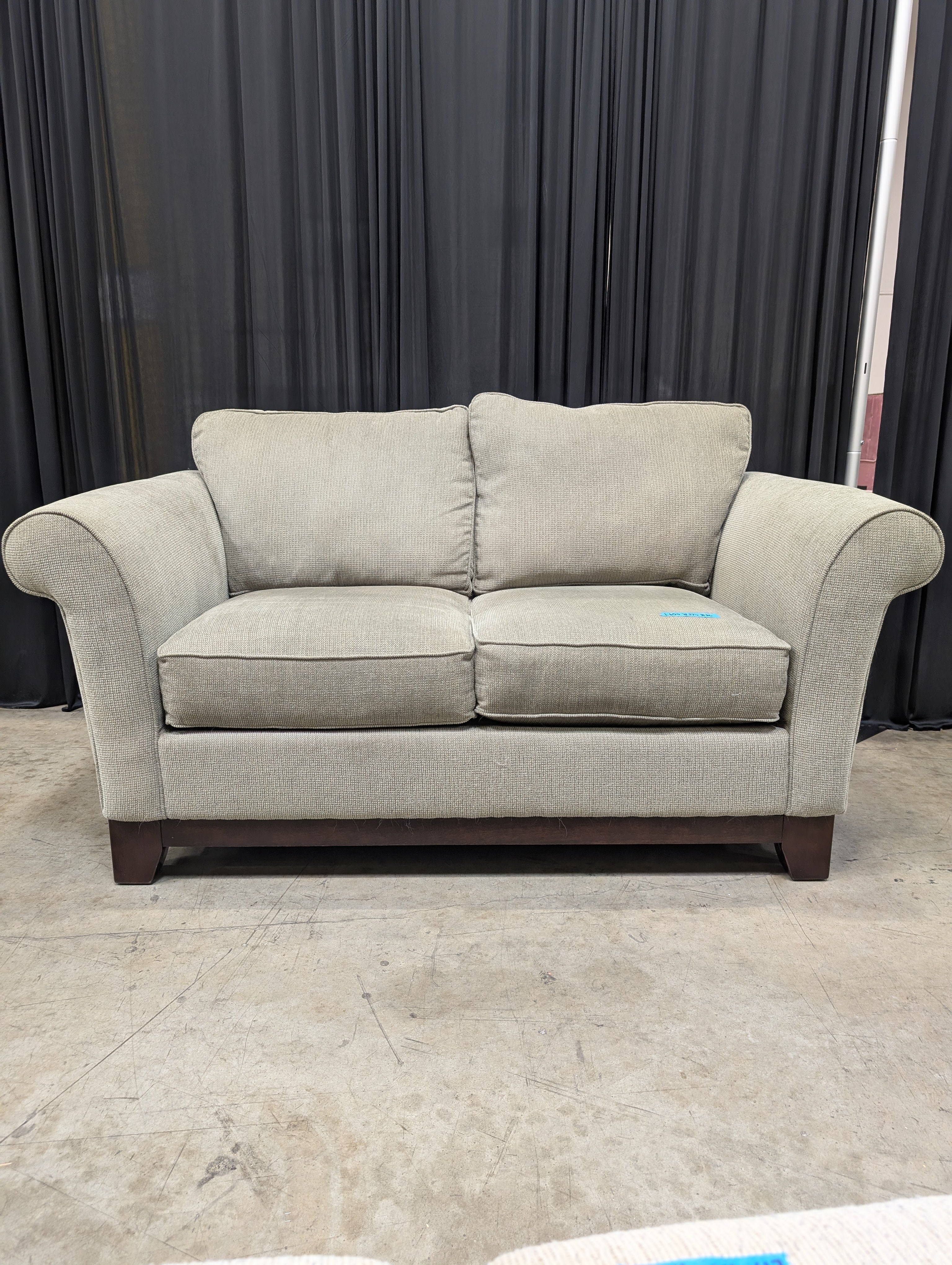 Sage Green Fabric LaZboy Loveseat with Rolled Arms
