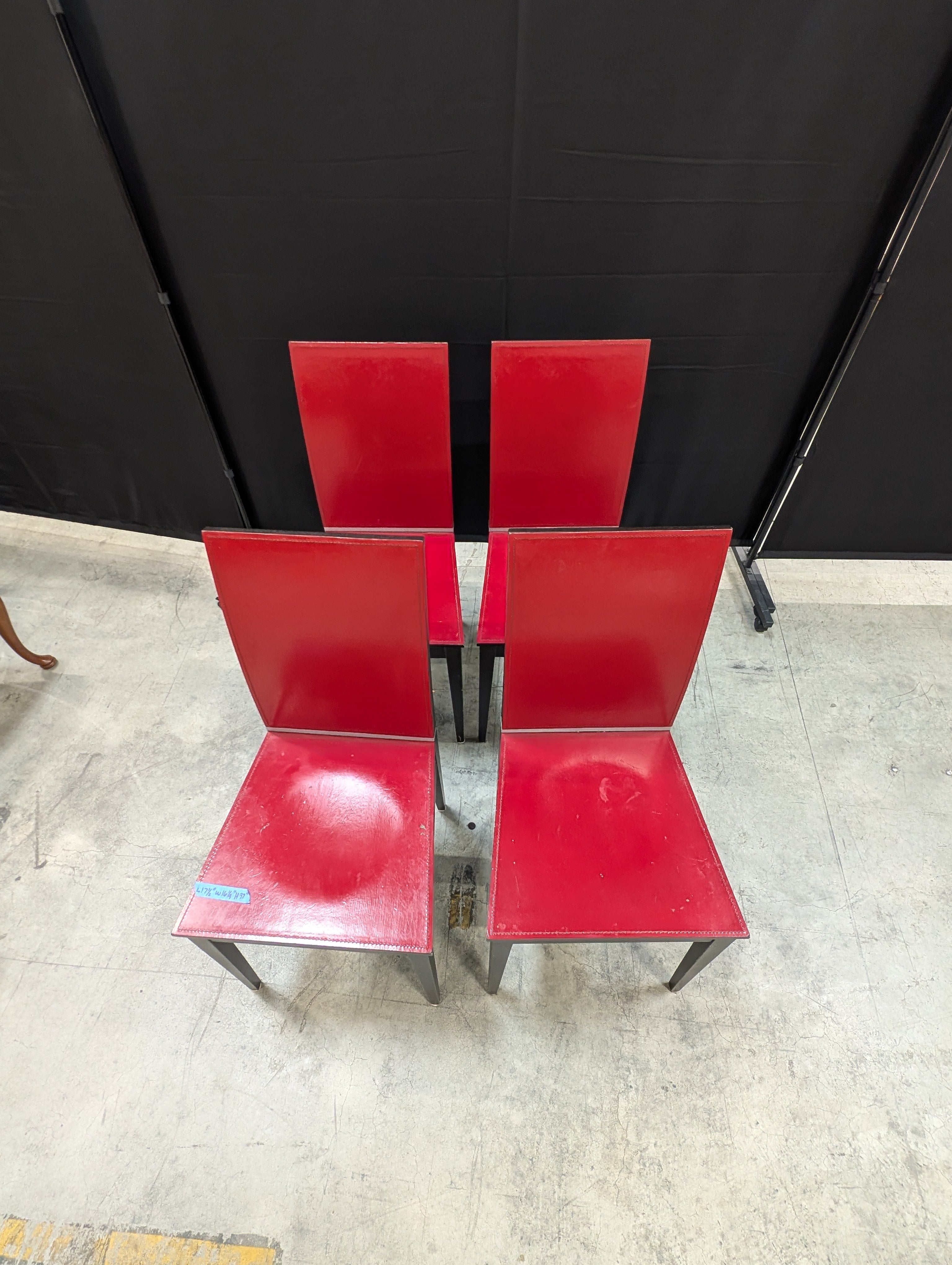Set of Four Contemporary Red Upholstered Dining Chair