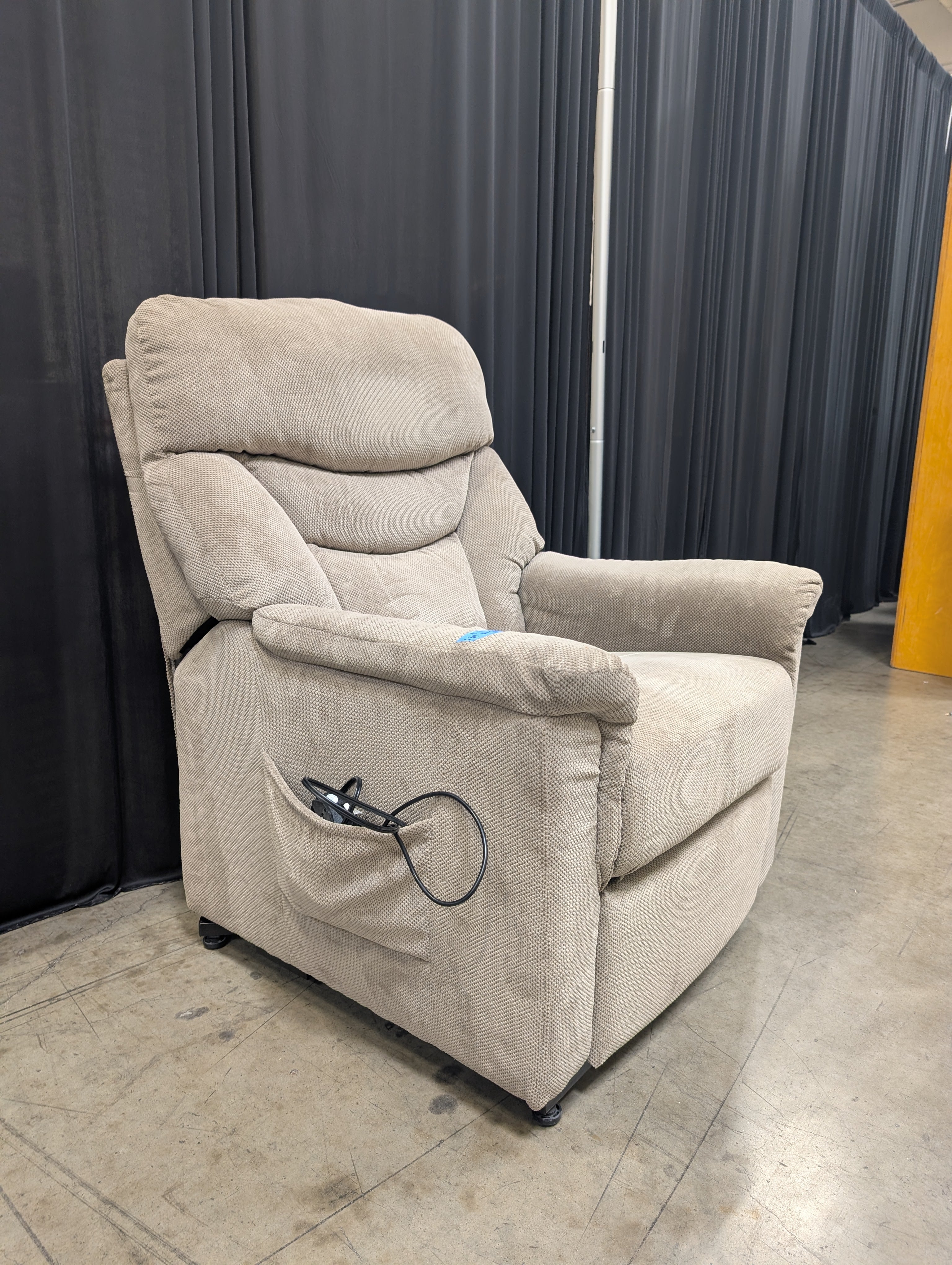 Light Beige Textured Fabric power Recliner
