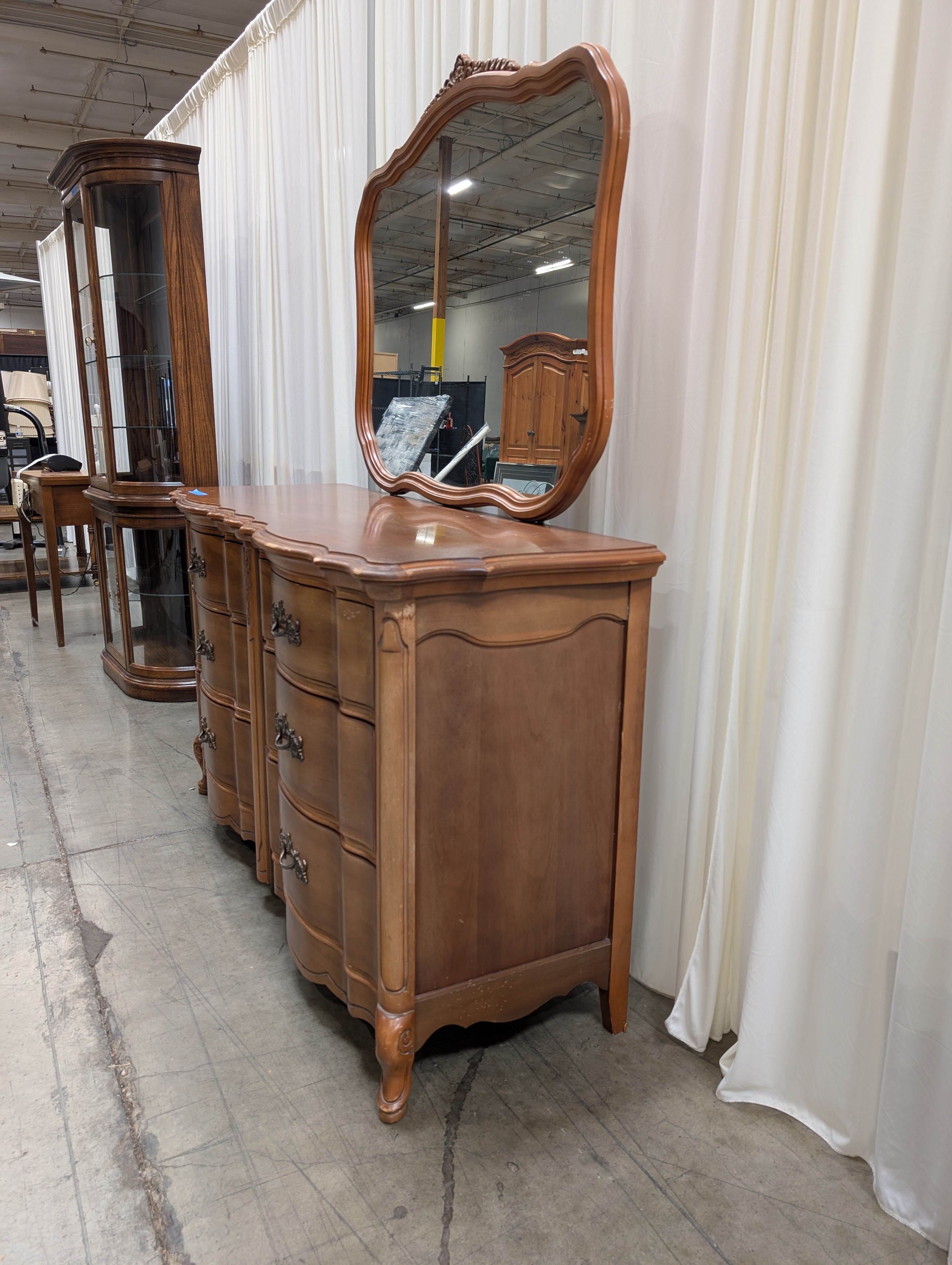 BASSETT French Provincial Wood Dresser with Matching Mirror