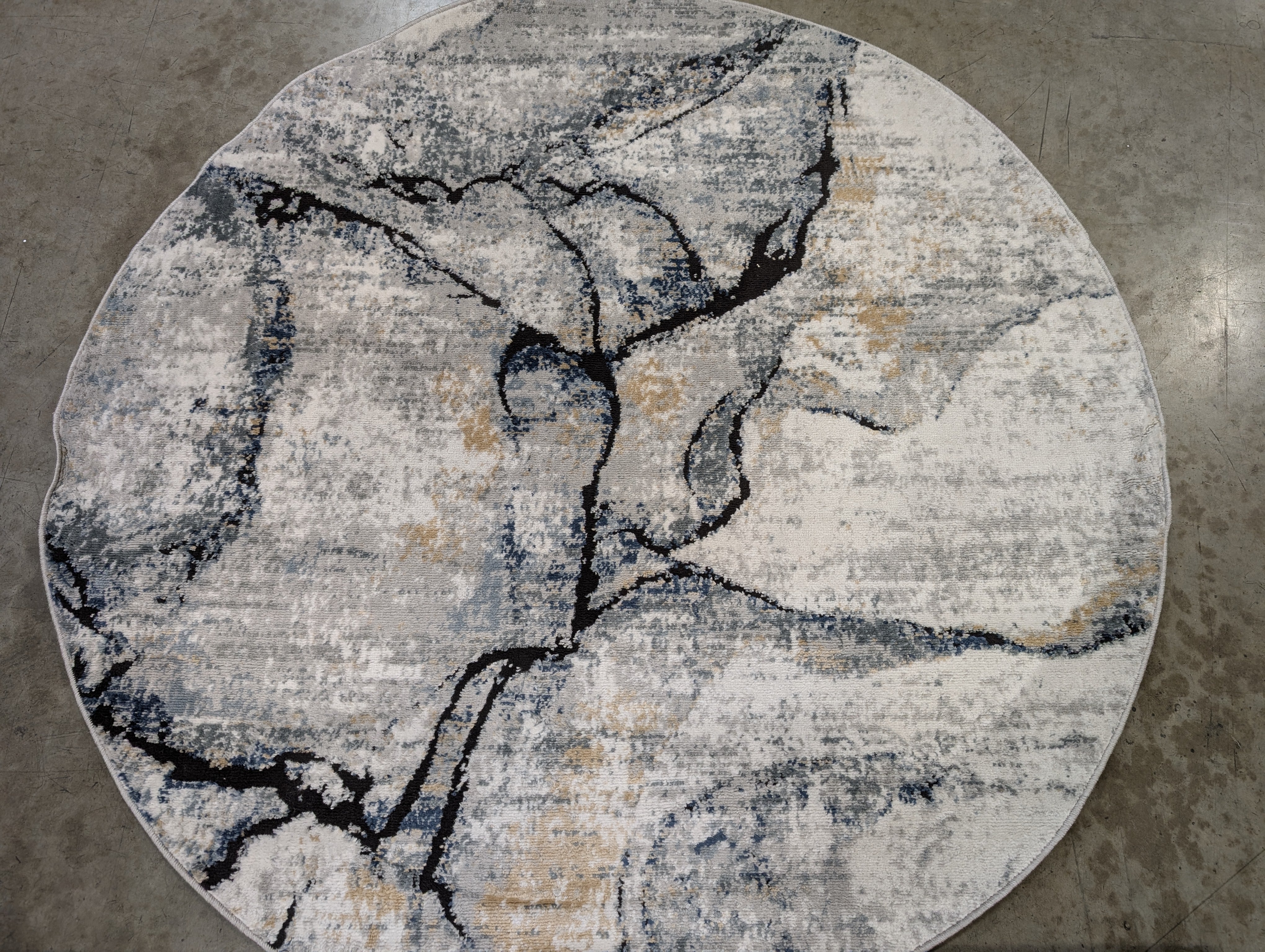 Modern Abstract Half-Moon Area Rug in Grey Tones