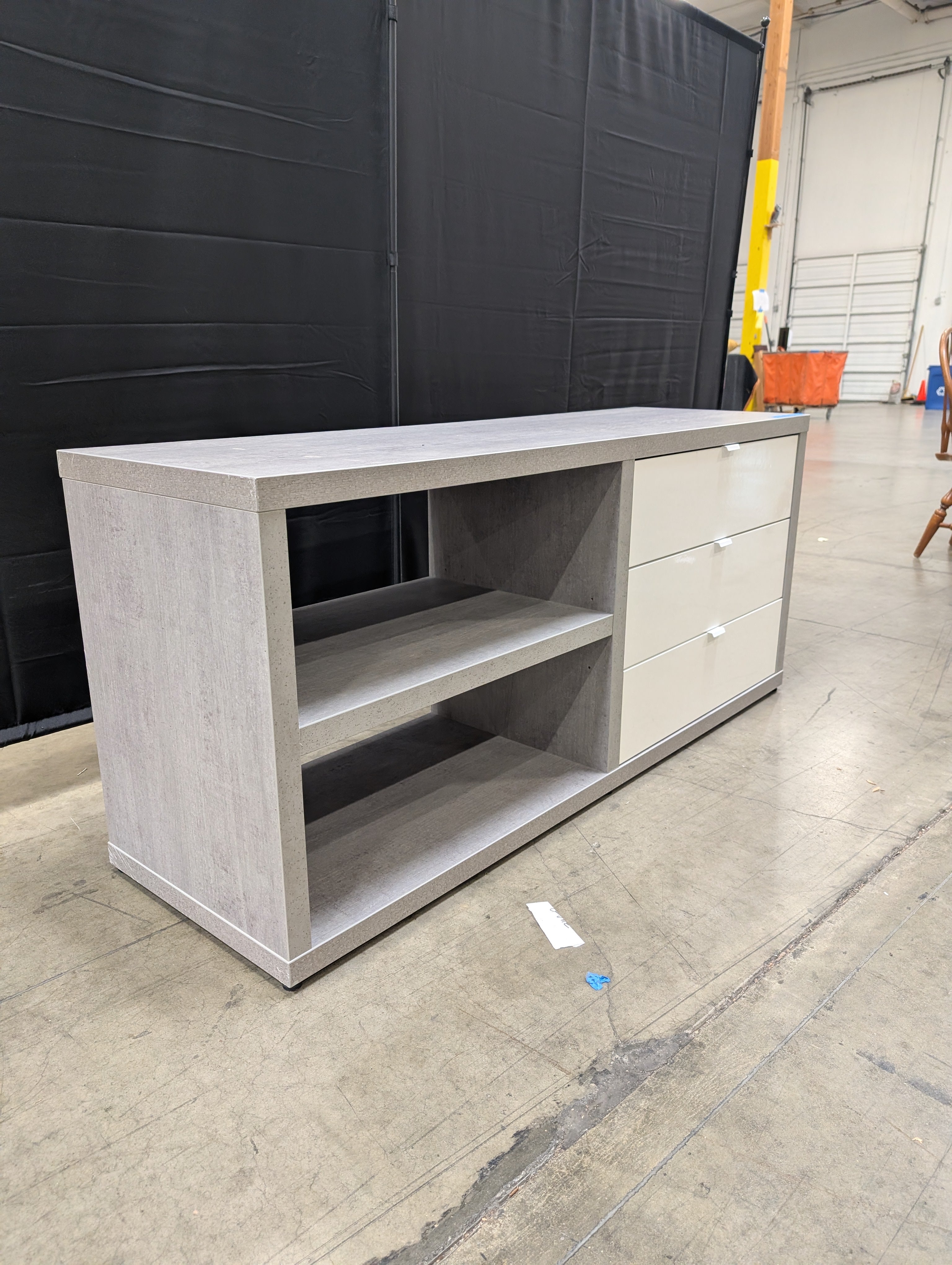 Modern Grey and Cream Three-Drawer TV Stand