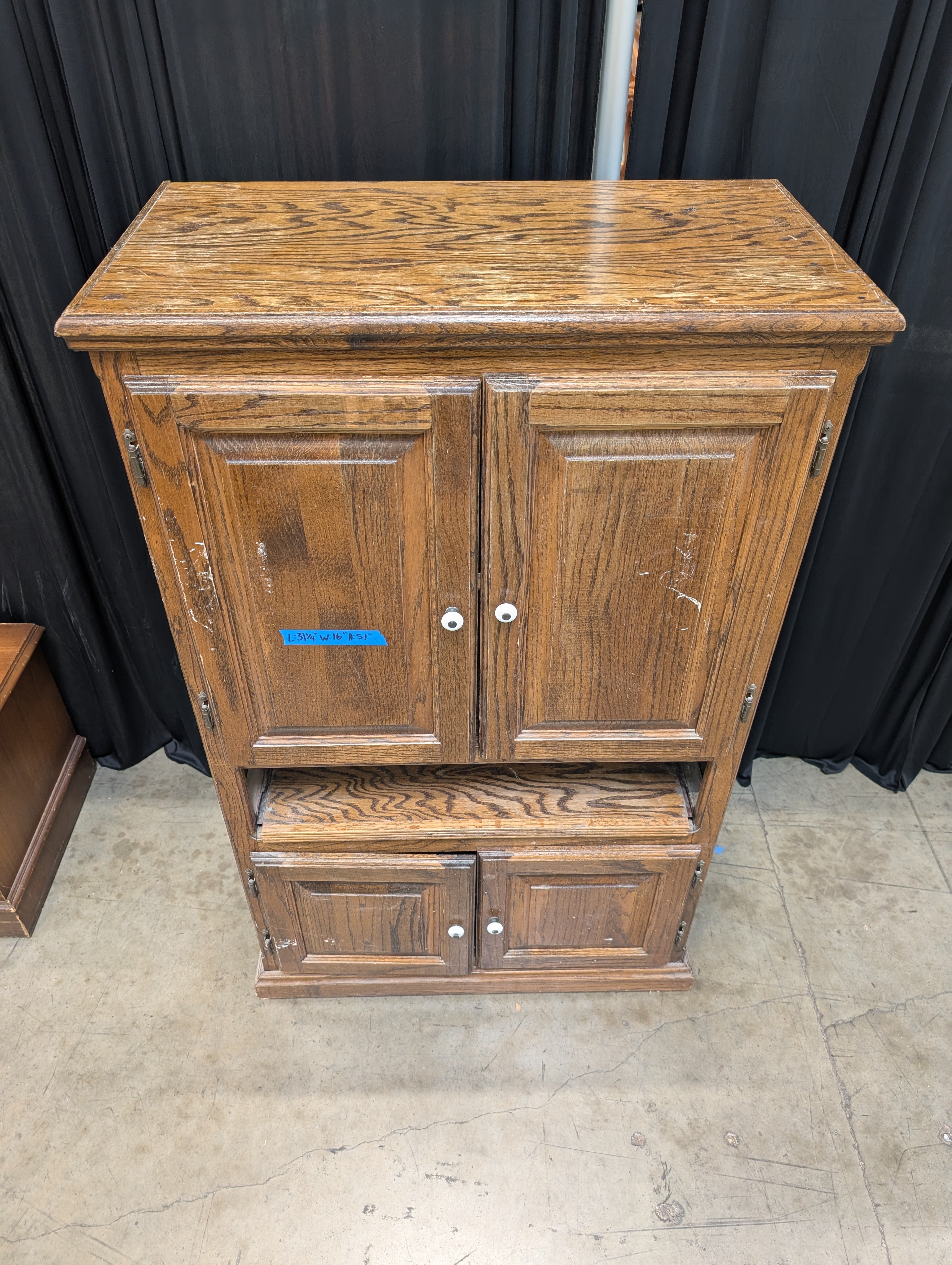 Traditional Oak Storage Armoire with Raised Panels