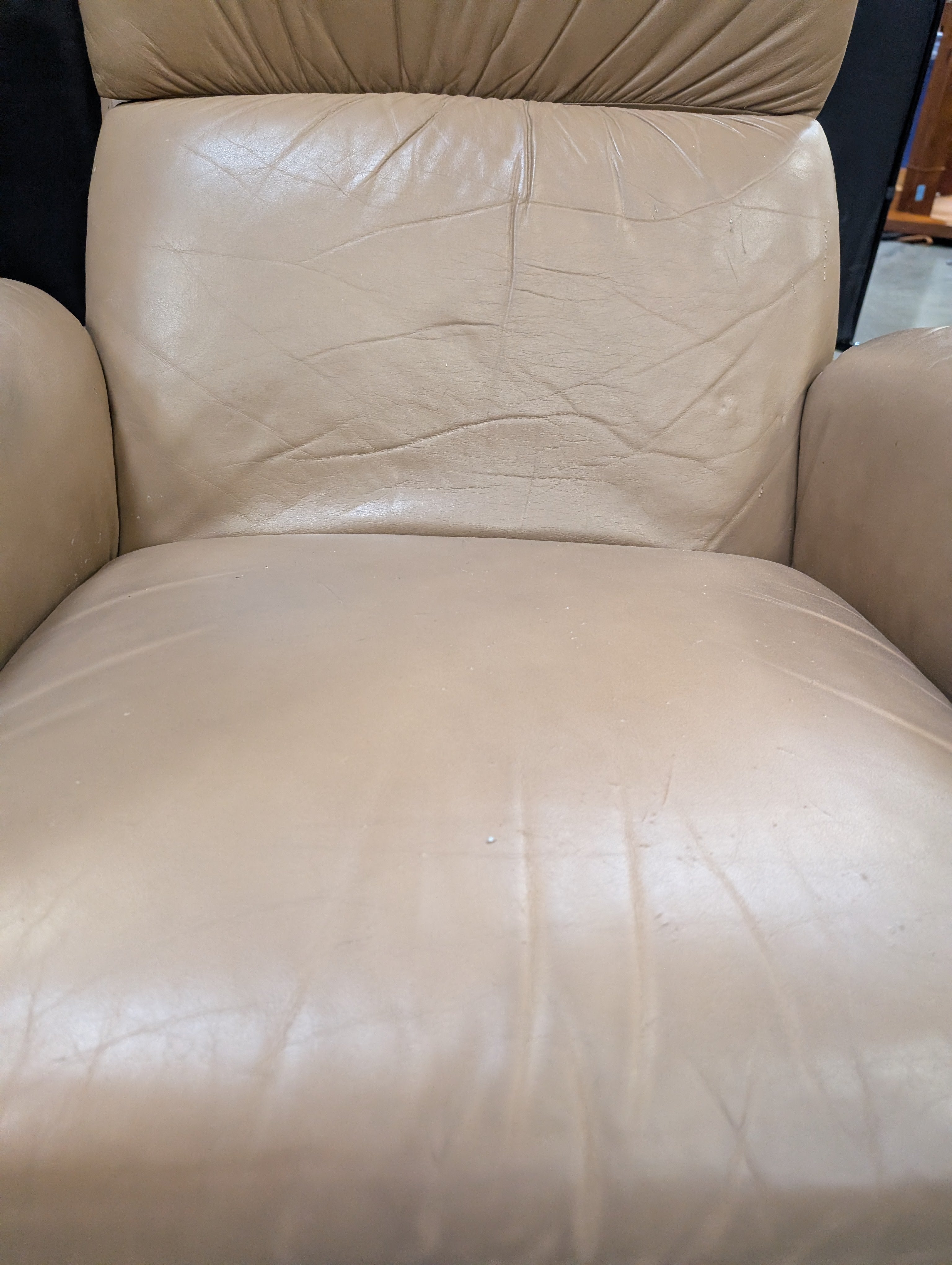 Used Plush Tan Upholstered Recliner Chair