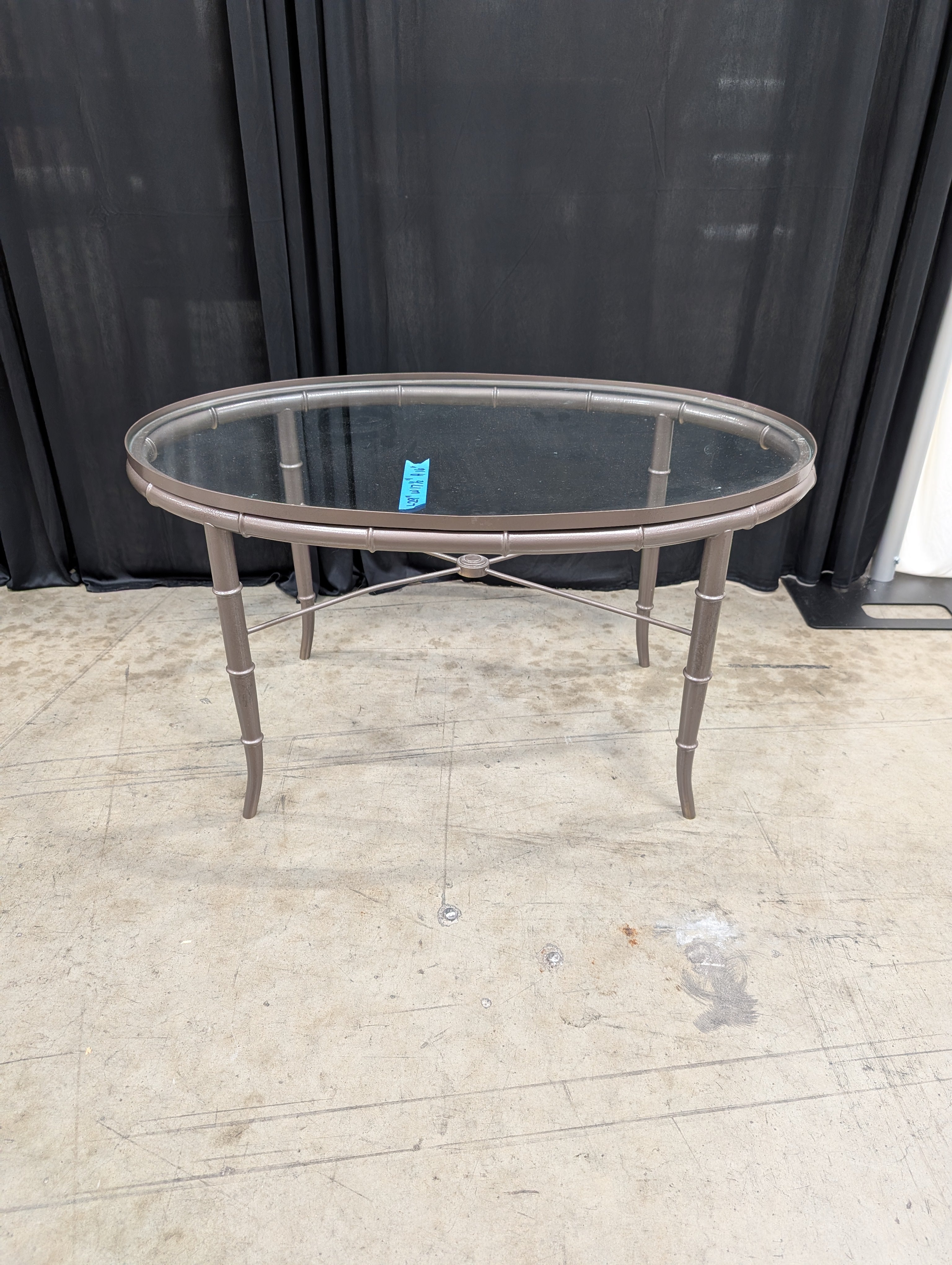 Dark Bronze Bamboo Style Oval End Table
