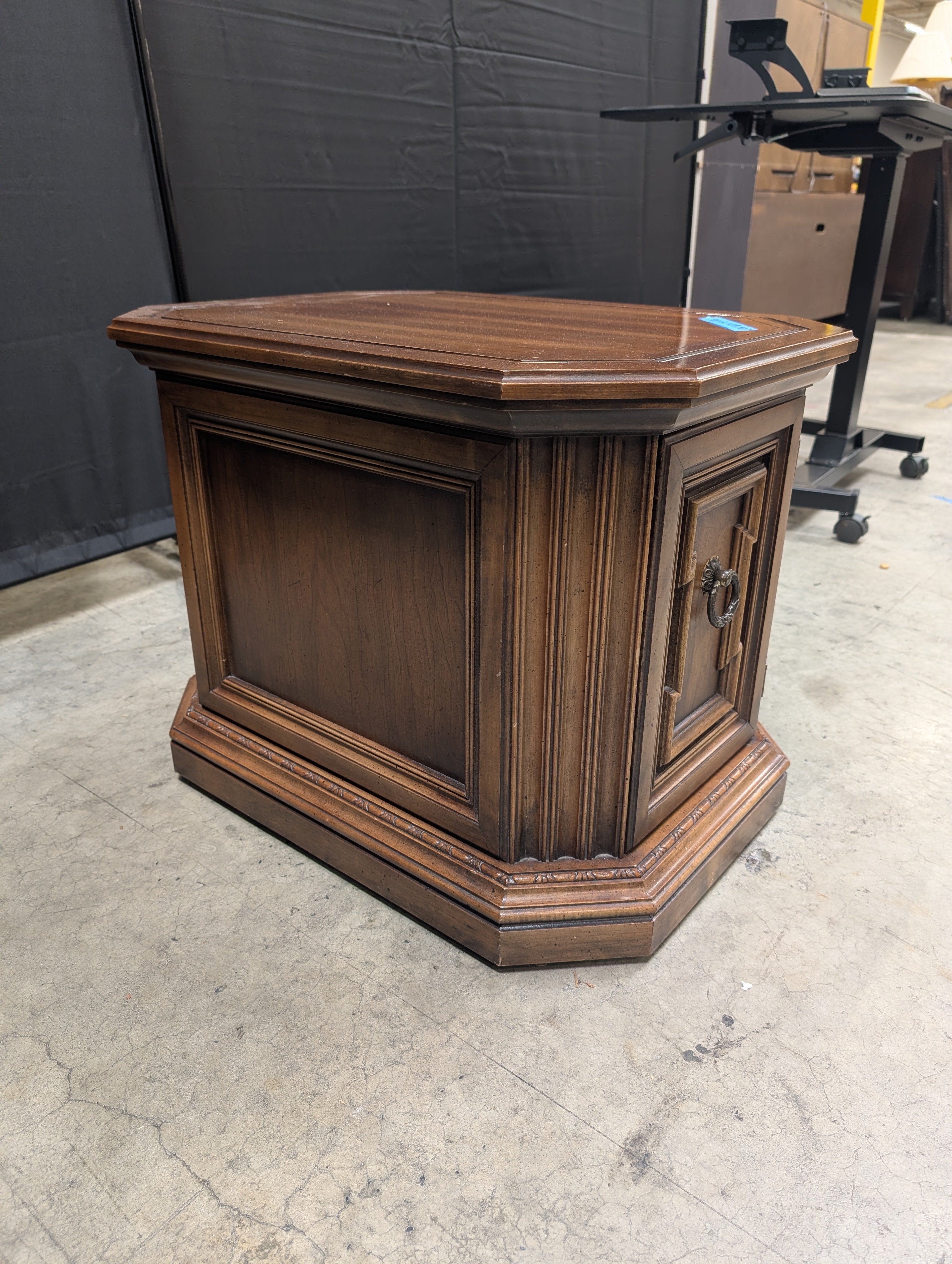 Octagonal Wood End Table in Walnut Stain