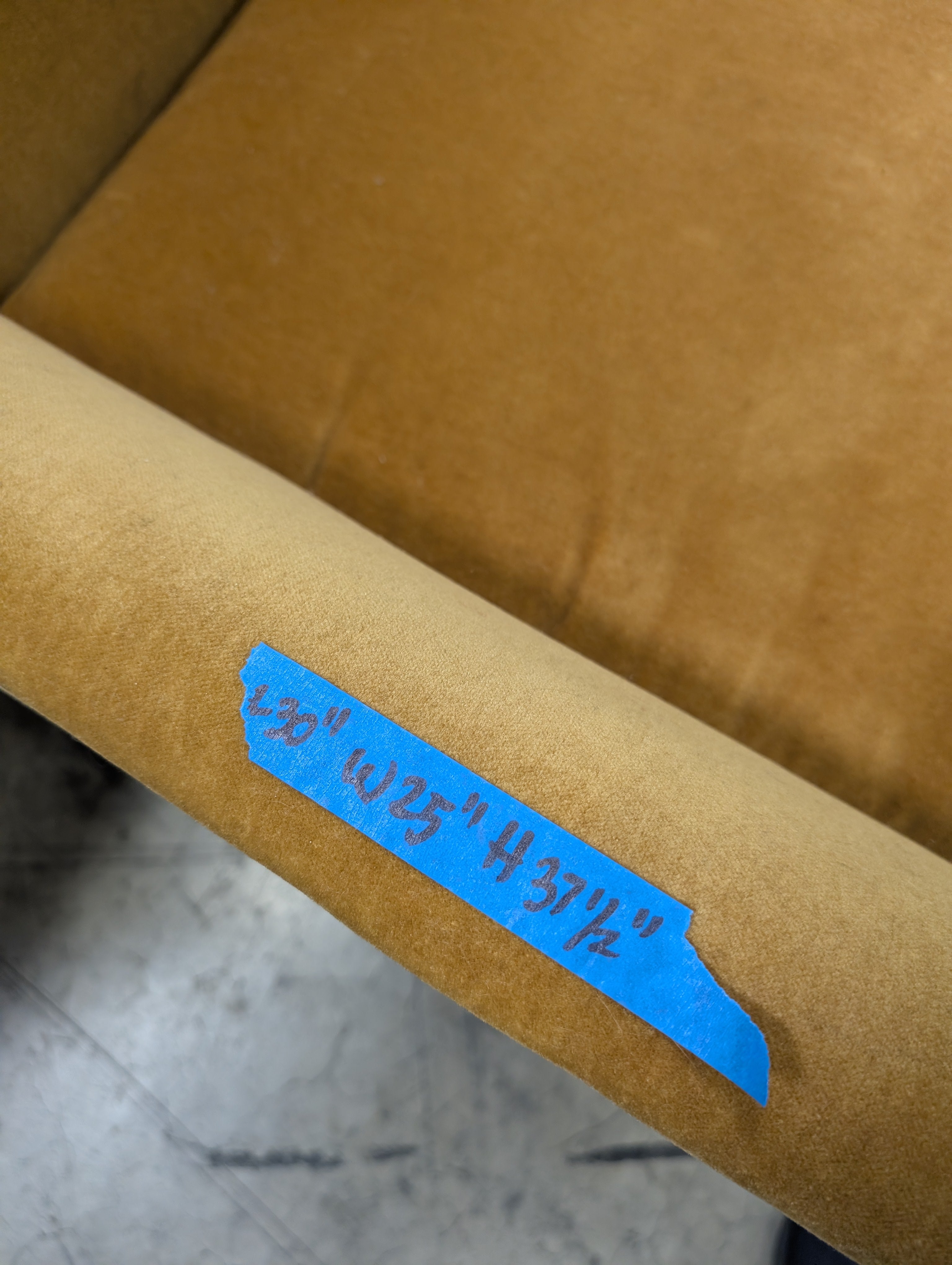 Tan Upholstered Armchair with Square Arms