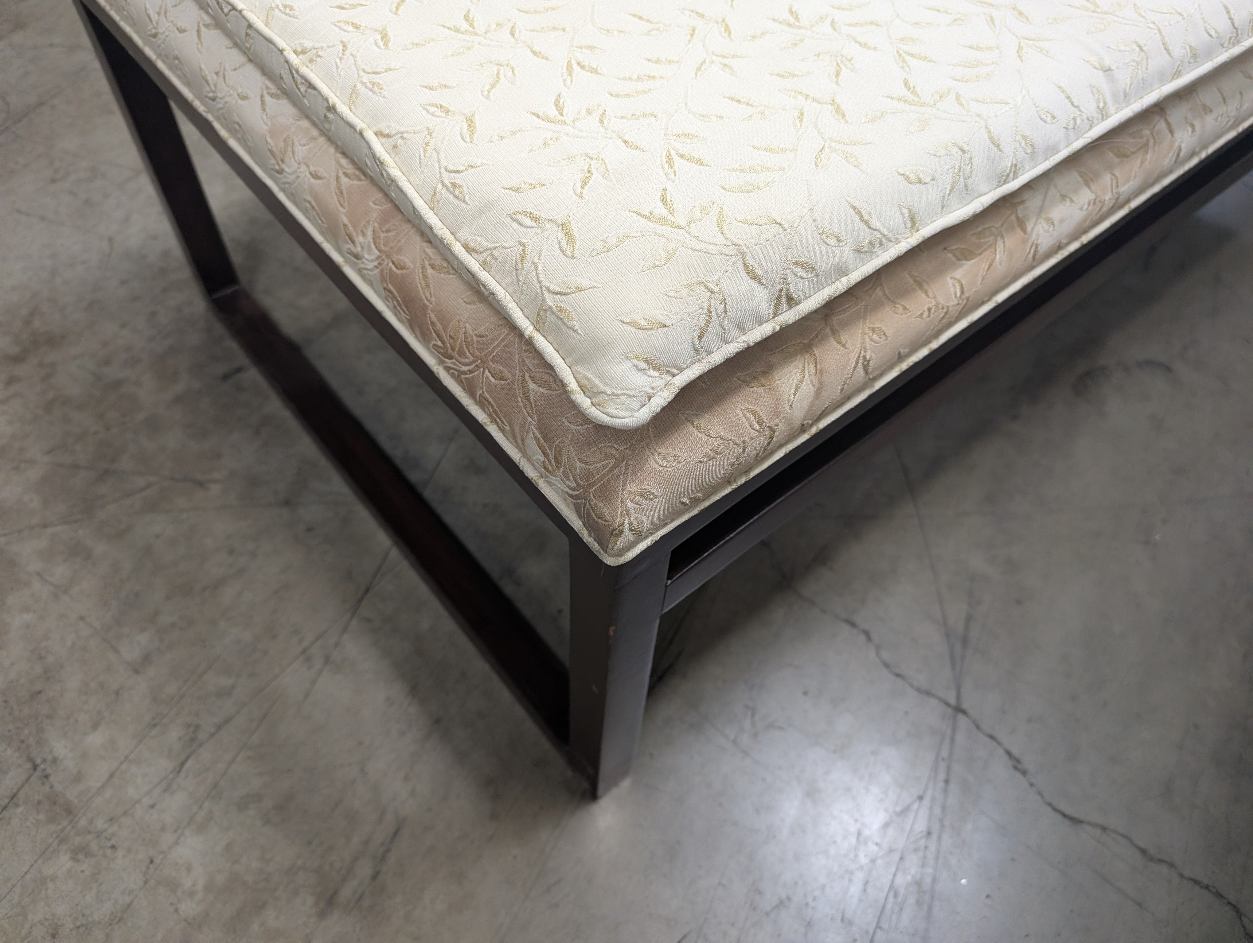 Dark Wood Entryway Bench with Tufted Cushion