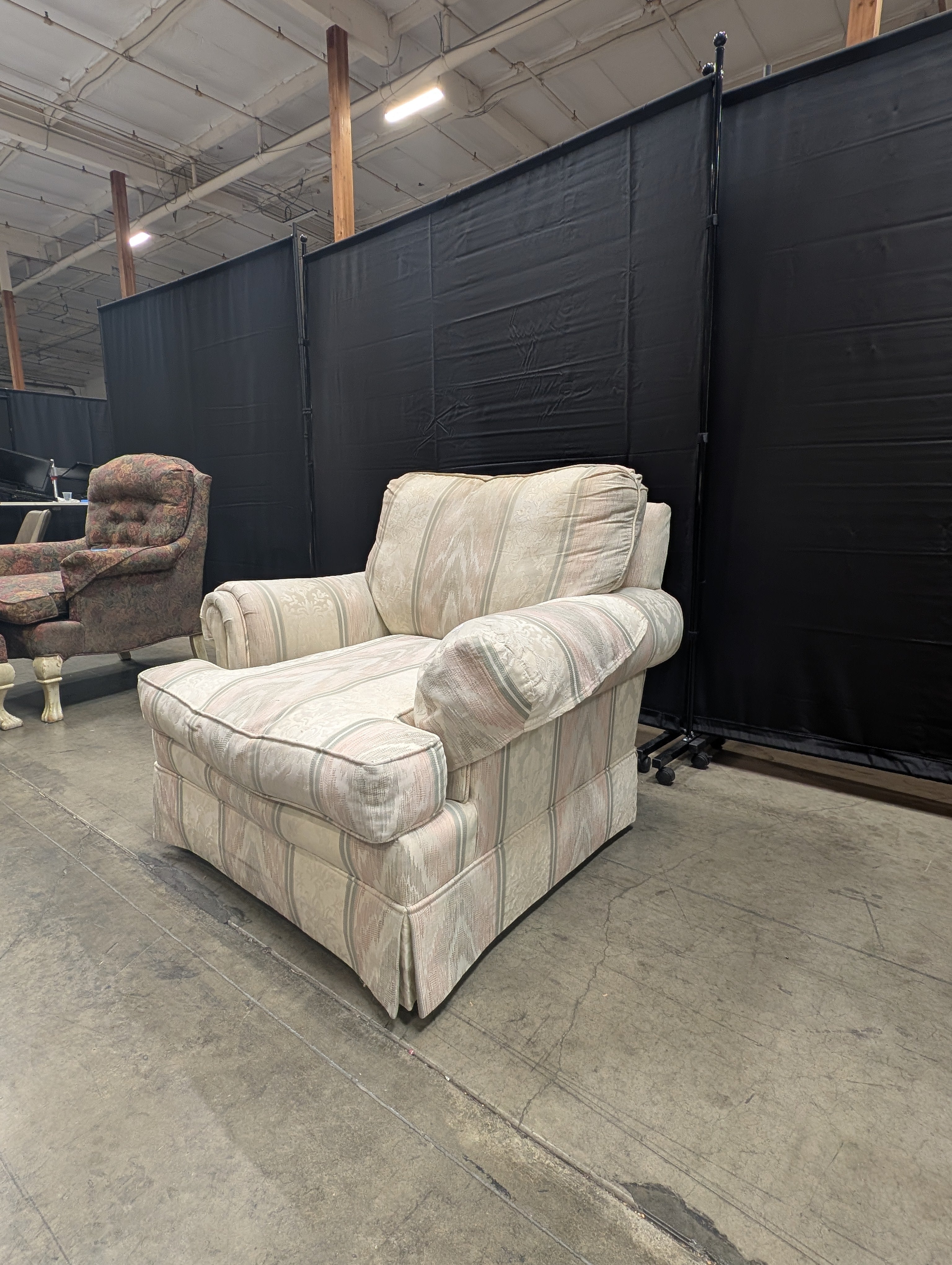 USED Traditional Upholstered Armchair with Rolled Arms