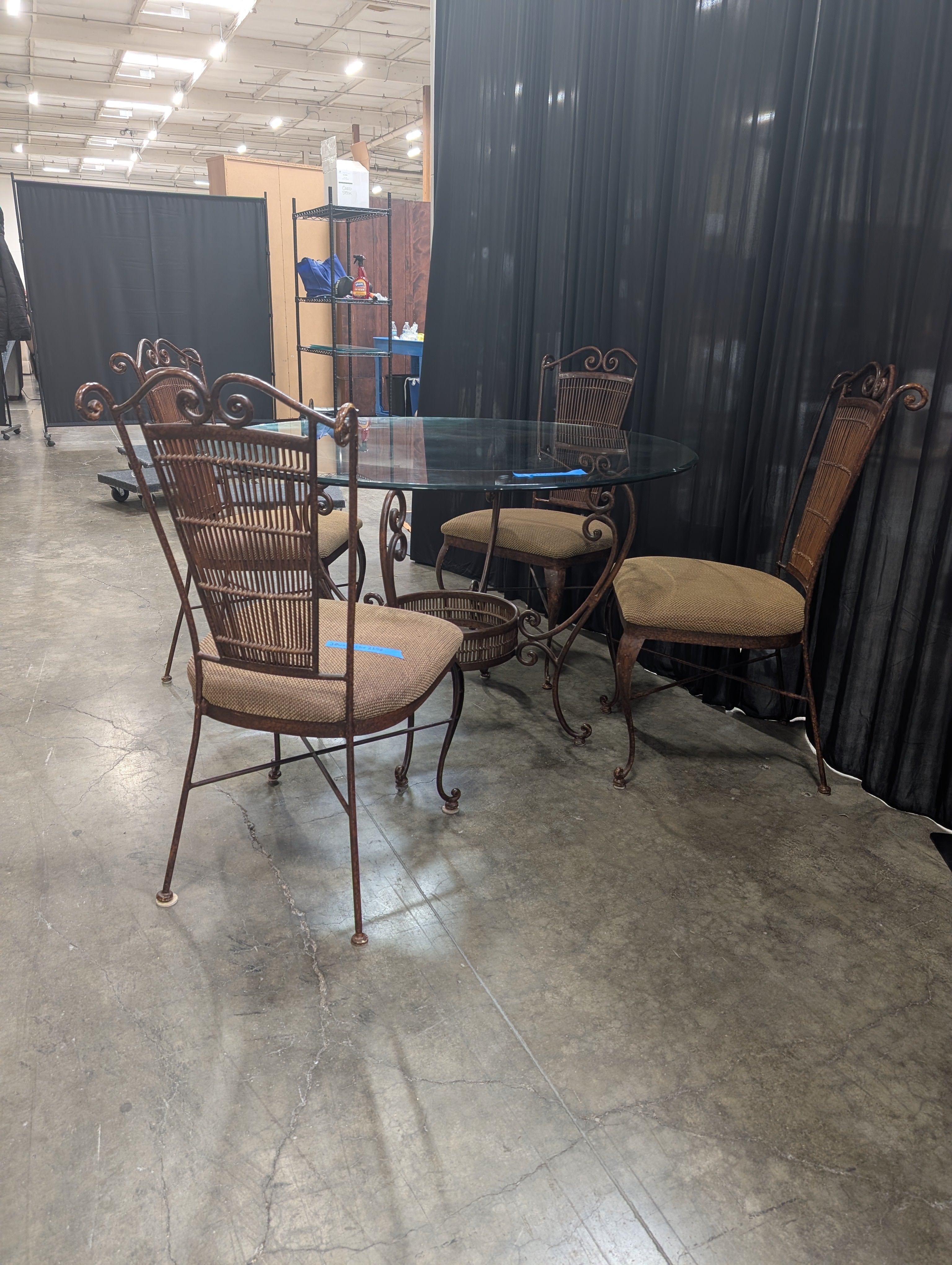Ornate Wrought Iron Glass Top Dining Set