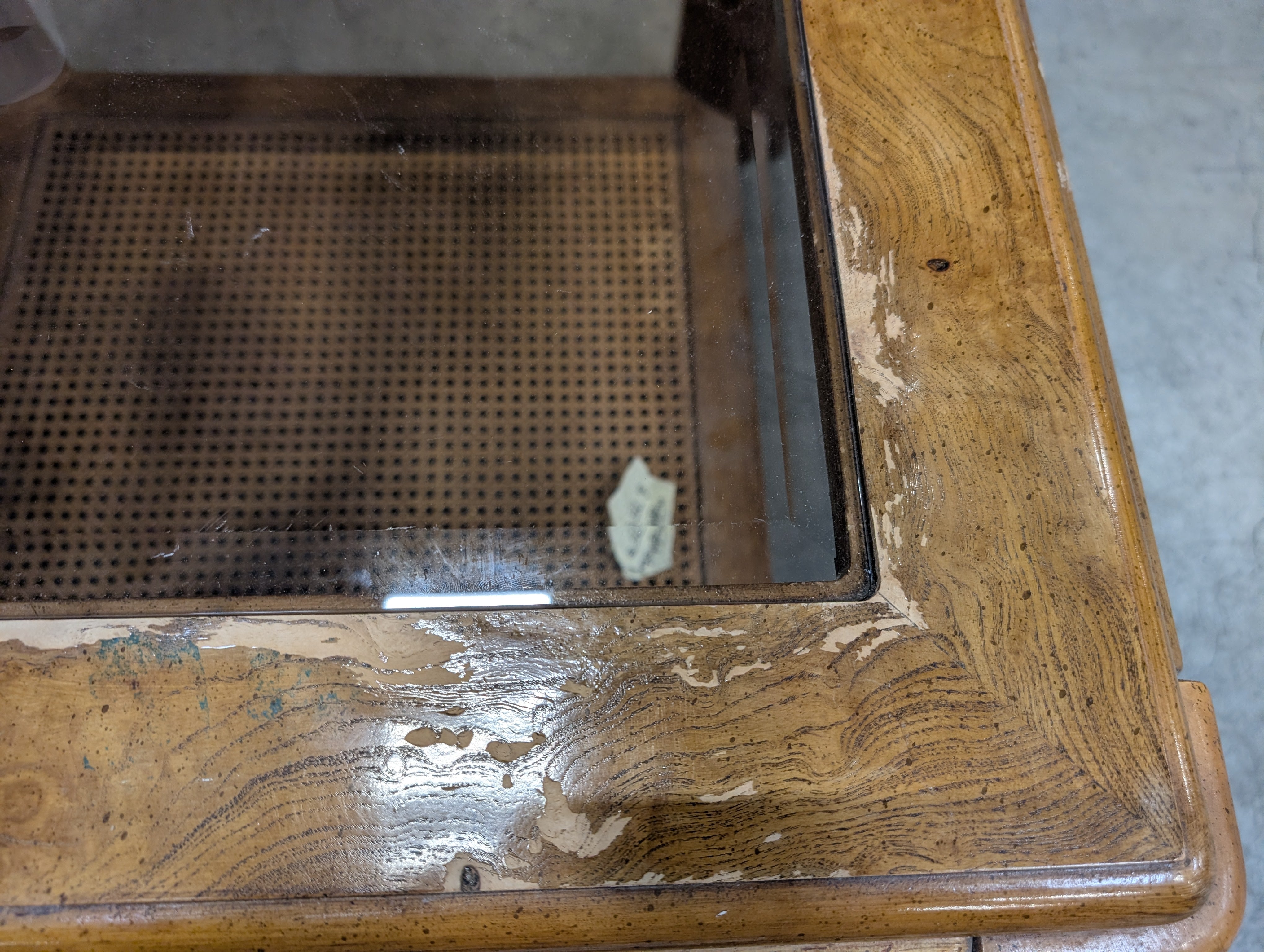 Vintage Style Wood and Glass Square Accent Table