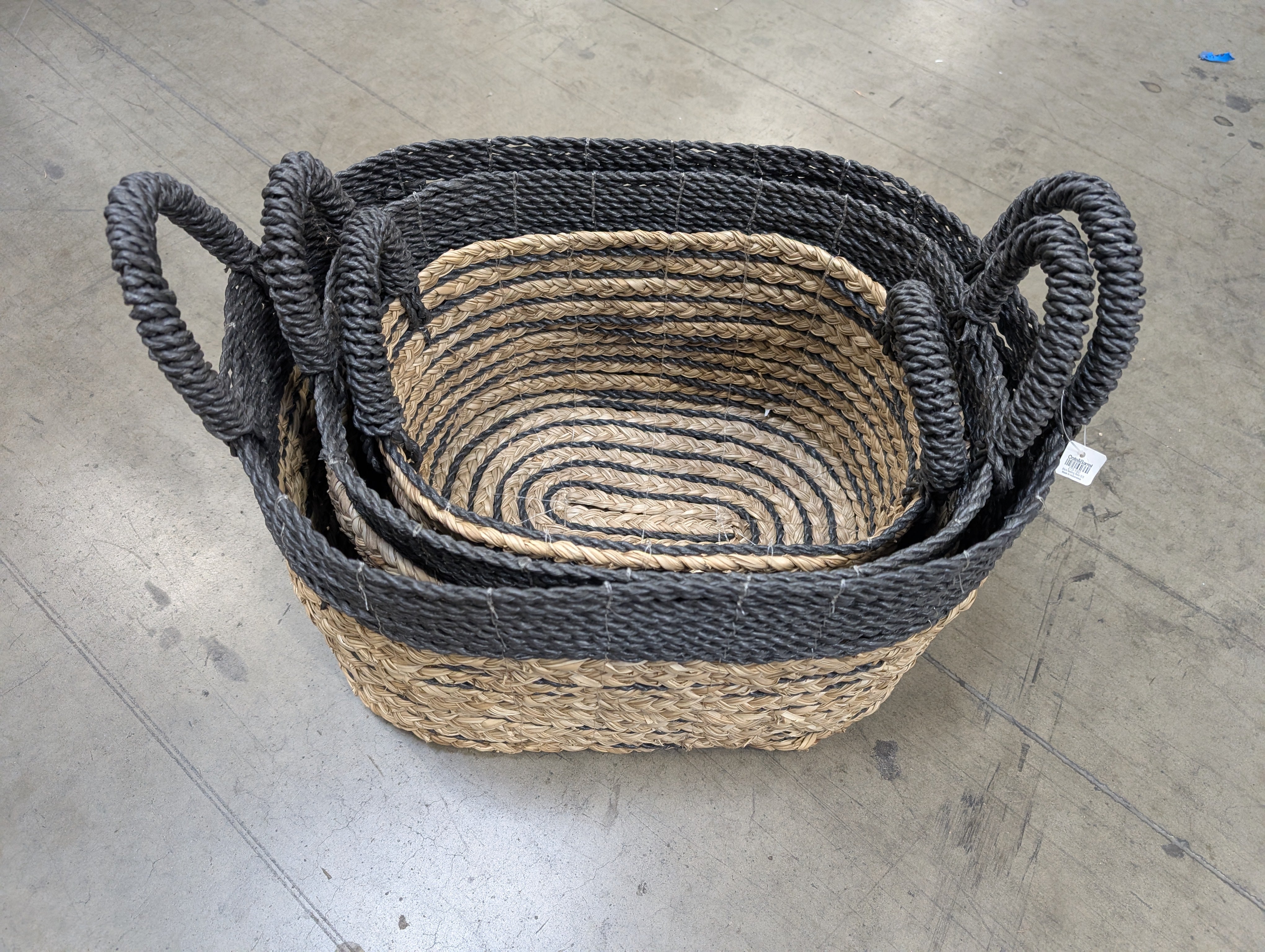 Two-Tone Woven Crate&Barrel Baskets Set of Three