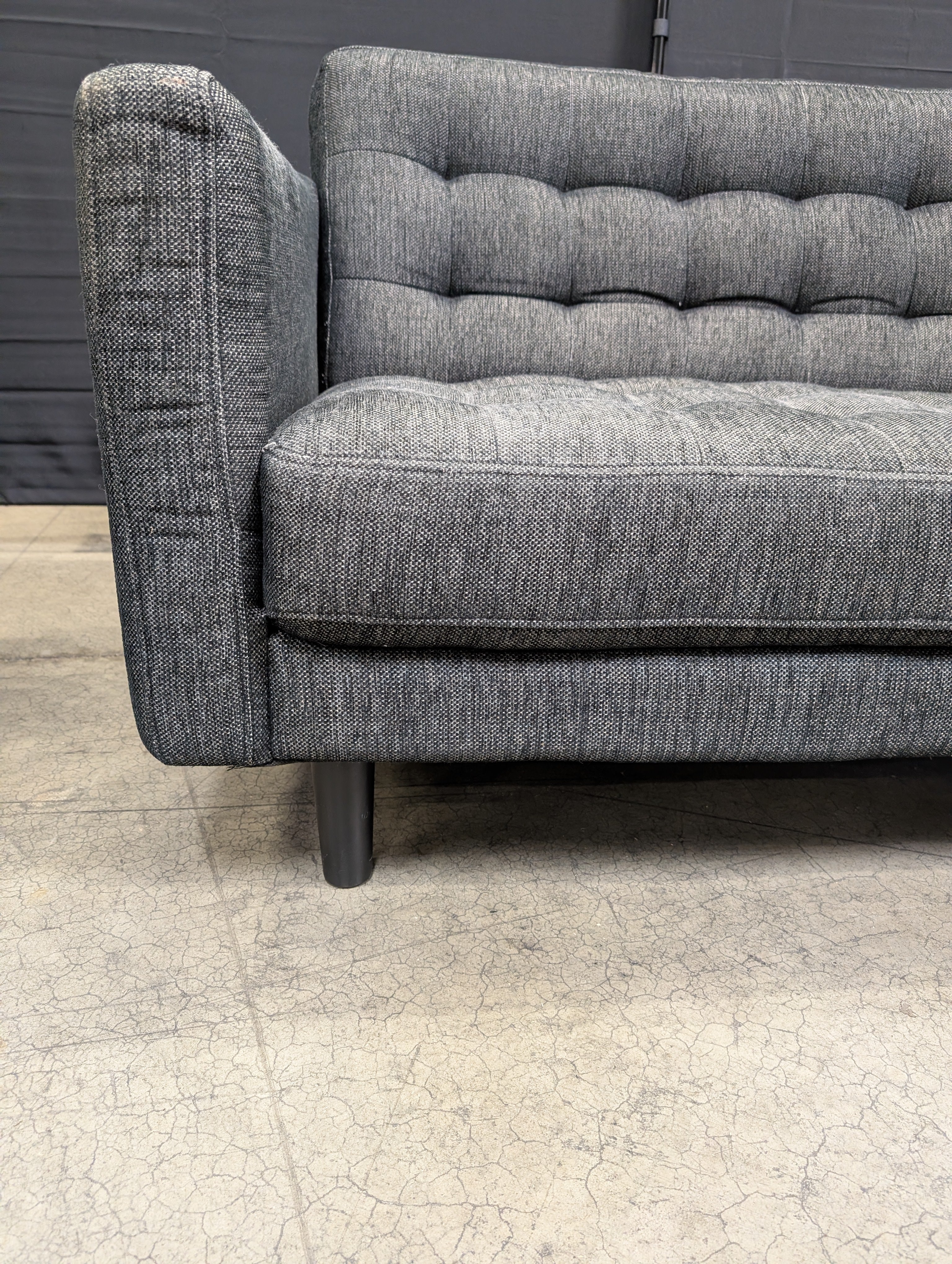 Used Dark Grey Tufted Fabric Loveseat Sofa