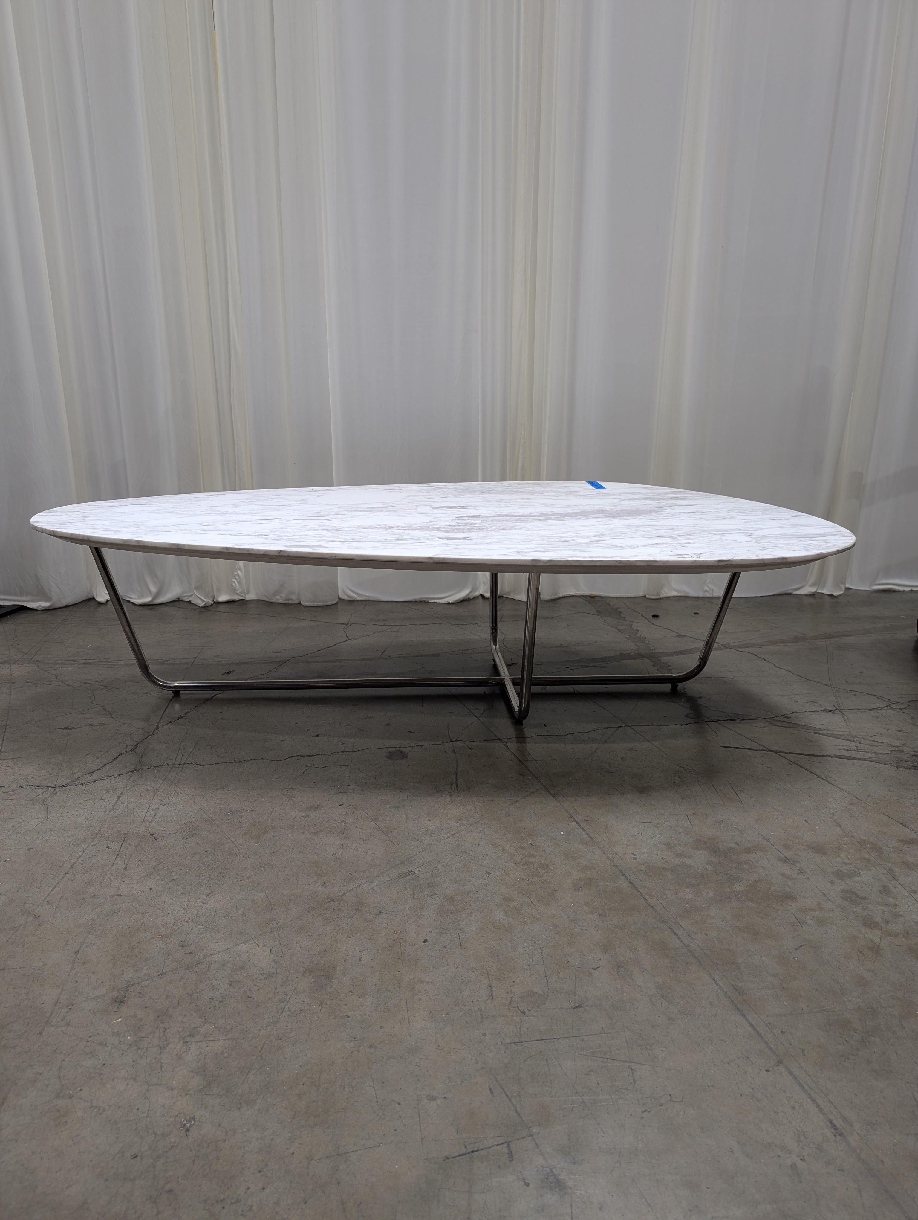 Organic Shape Coffee Table with Faux Marble Top