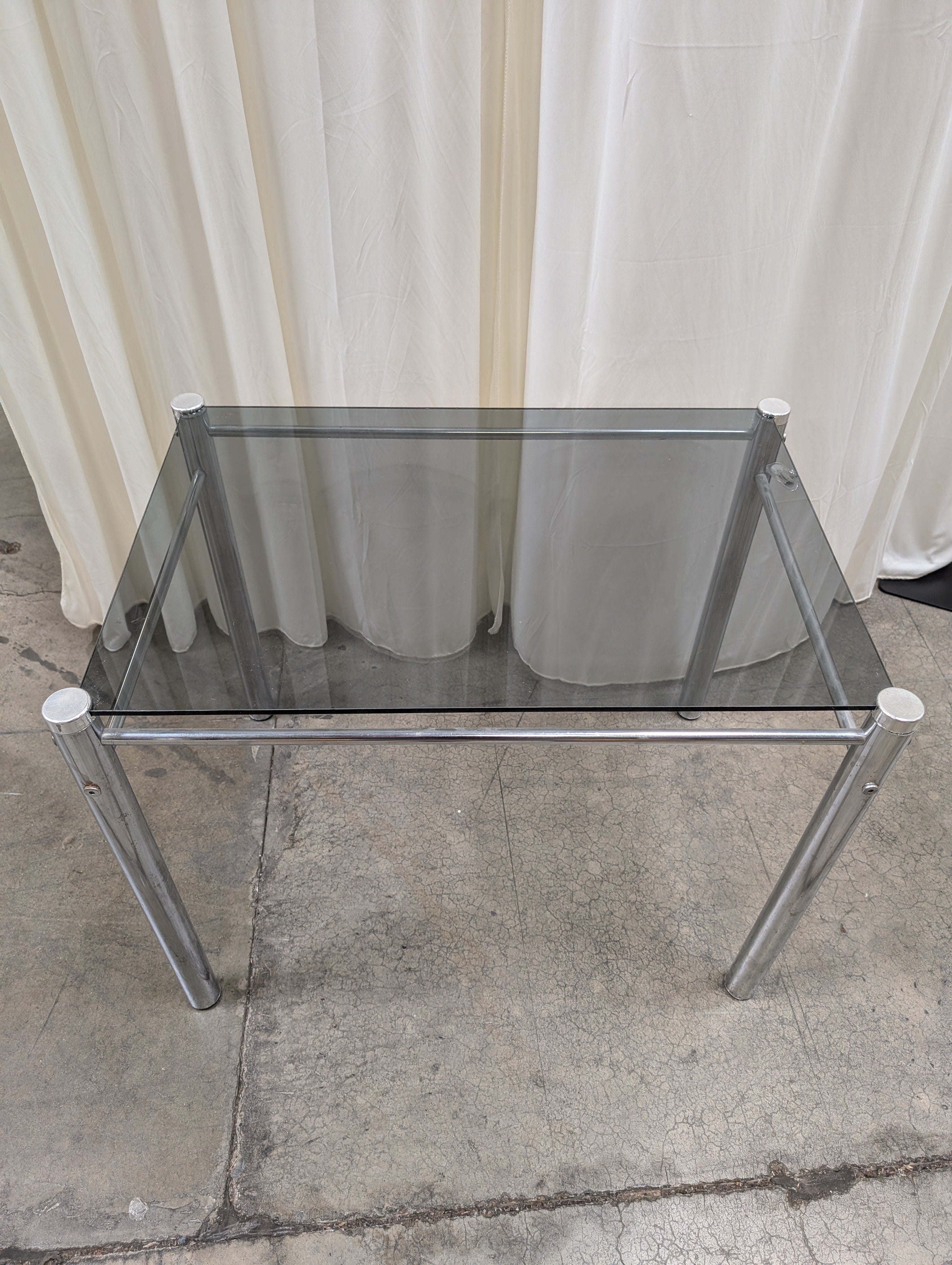 Modern Clear Glass End Table with Silver-Tone Frame