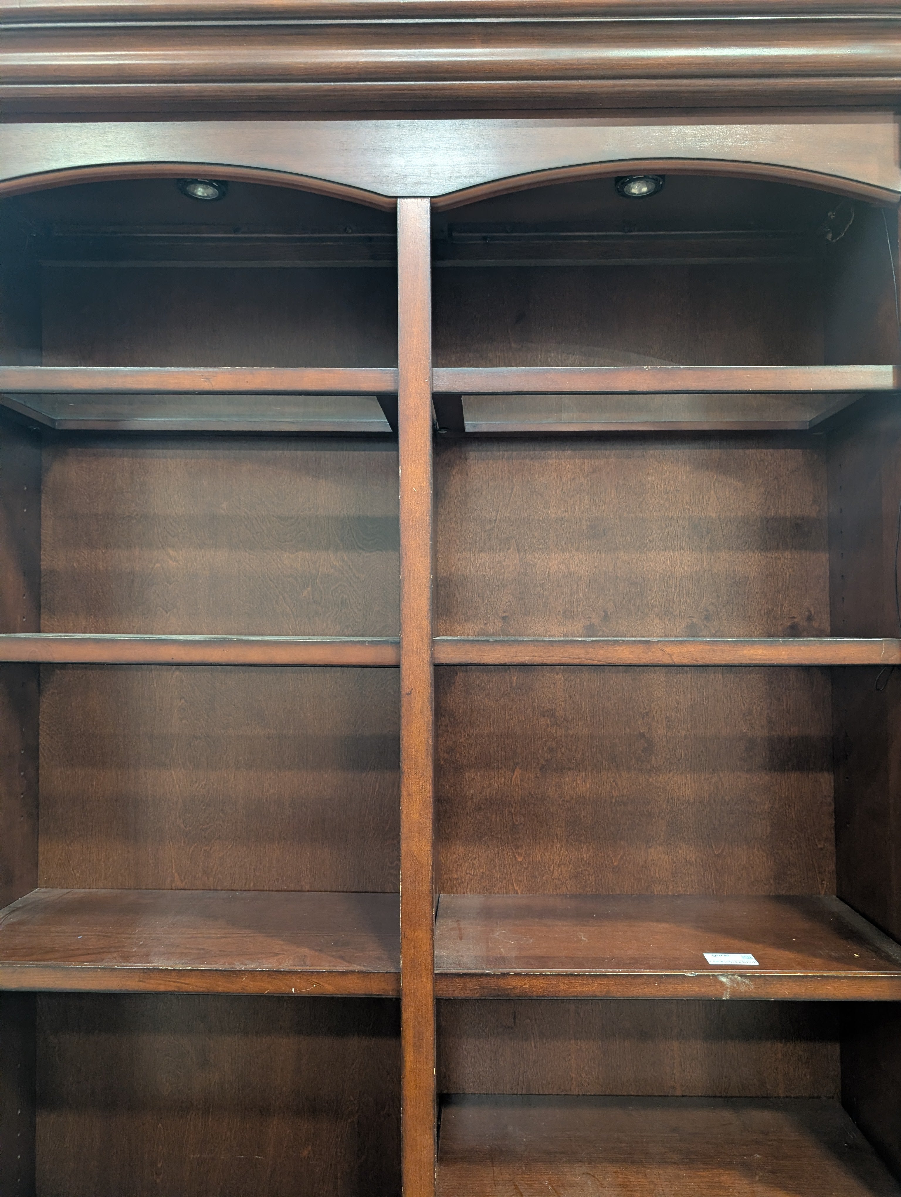Traditional Dark Wood Bookcase with Arched Top Sections