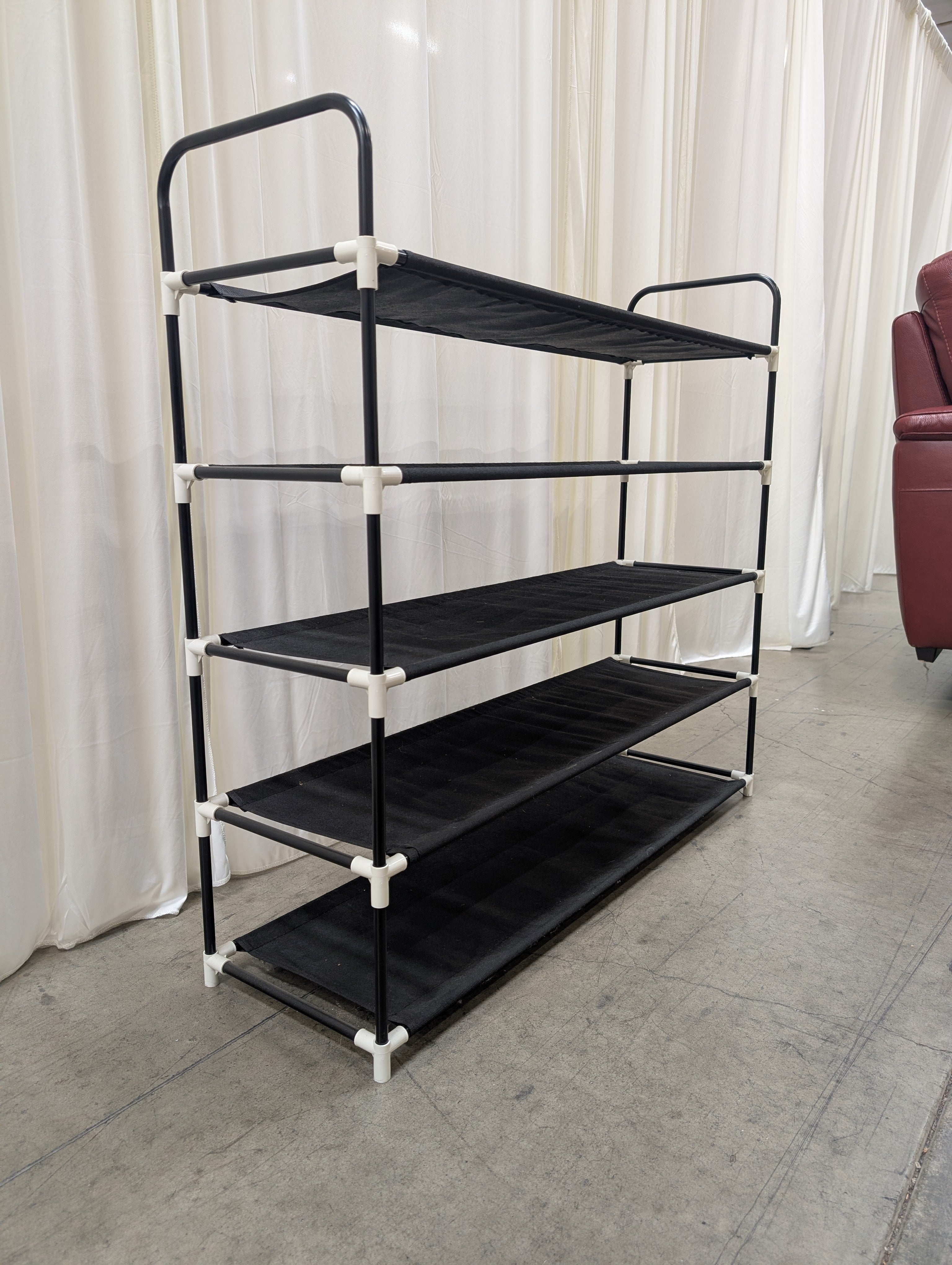 Five-Tier Fabric Shoe Rack in Black