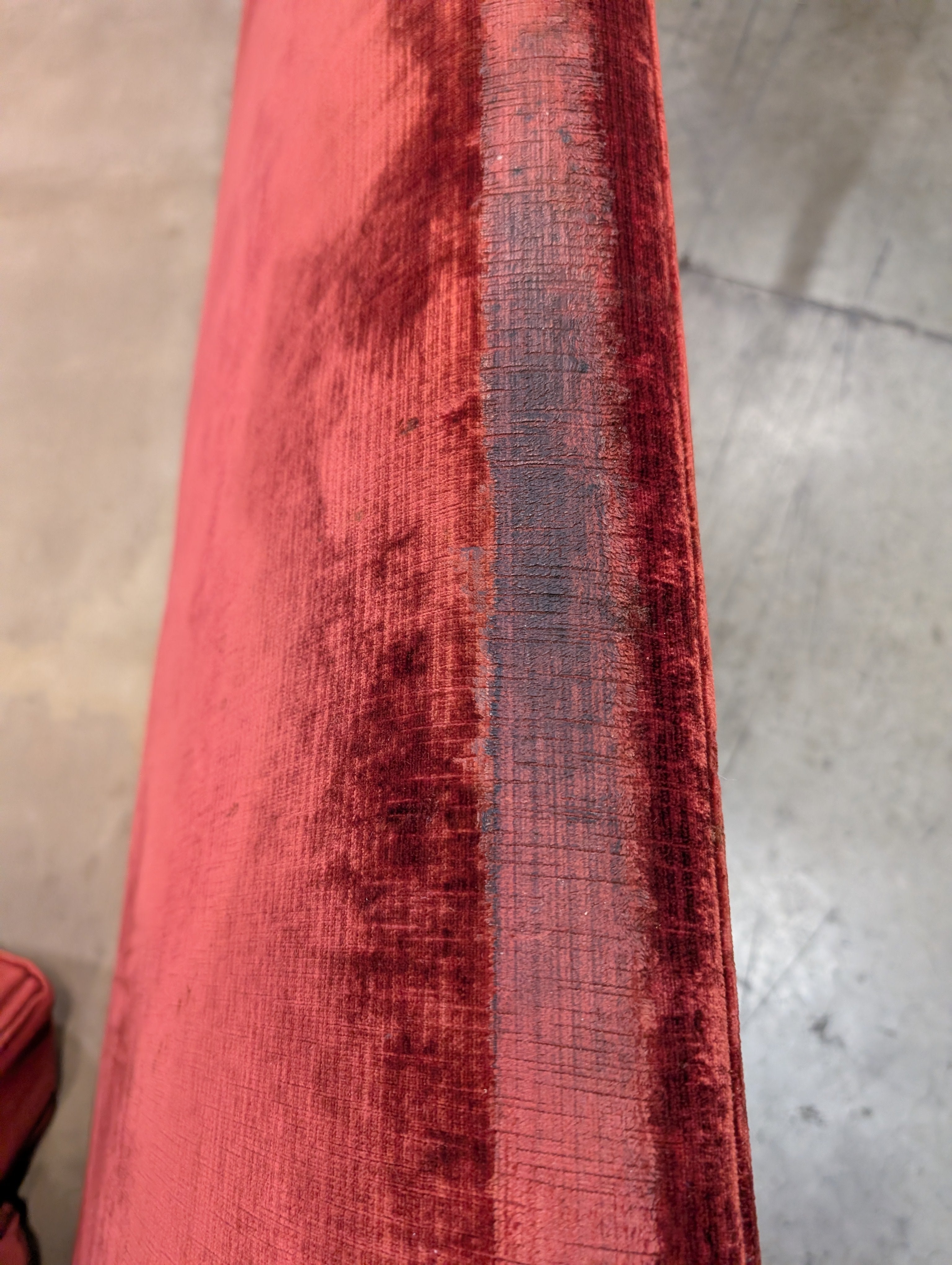 Used Vintage Style Red Velvet Sectional Sofa