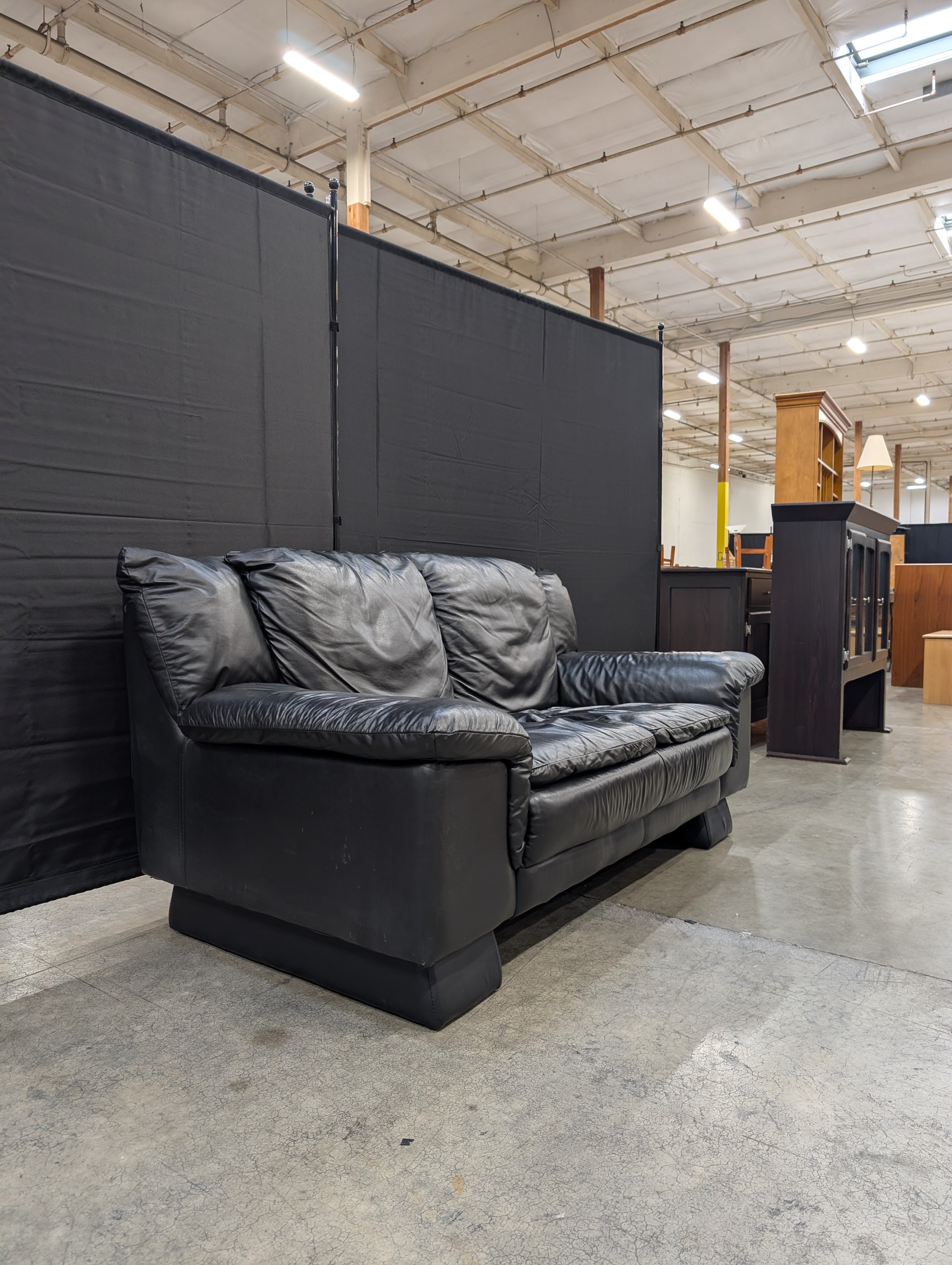 Black Faux Leather Loveseat