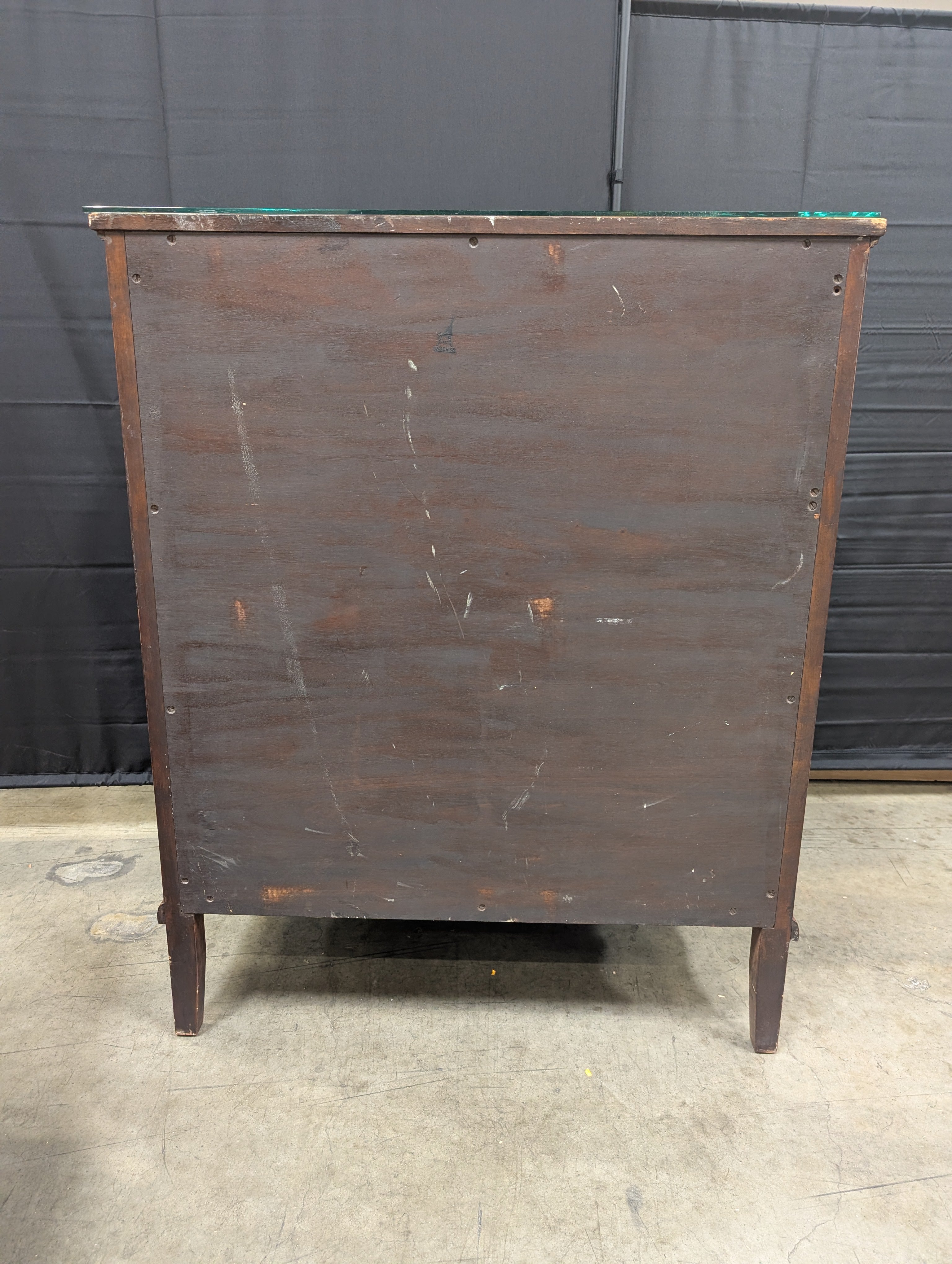 Traditional Cherry Tone Wood Armoire with Inlay