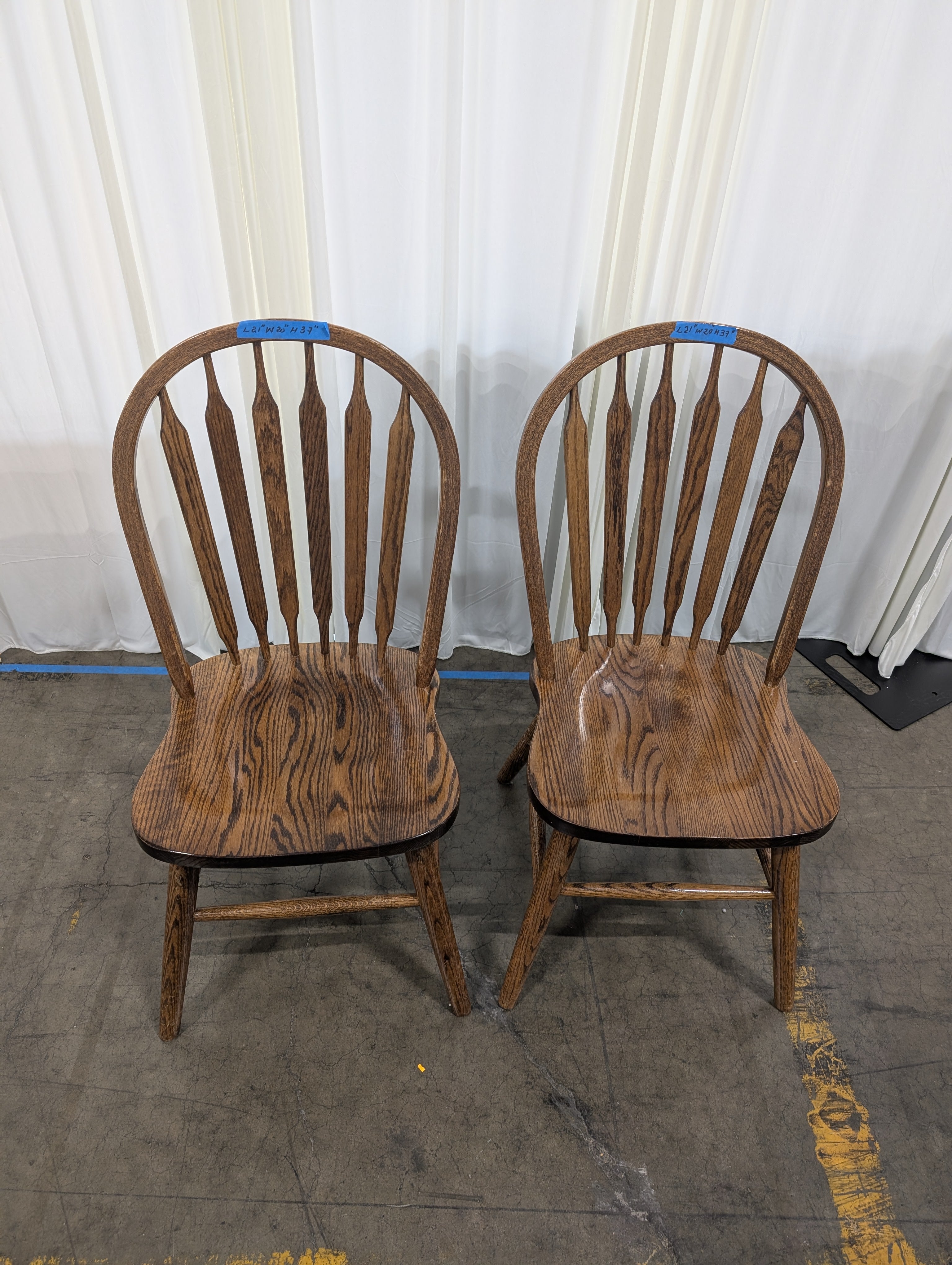 Pair of Dark Stained Wood Spindle Back Chair