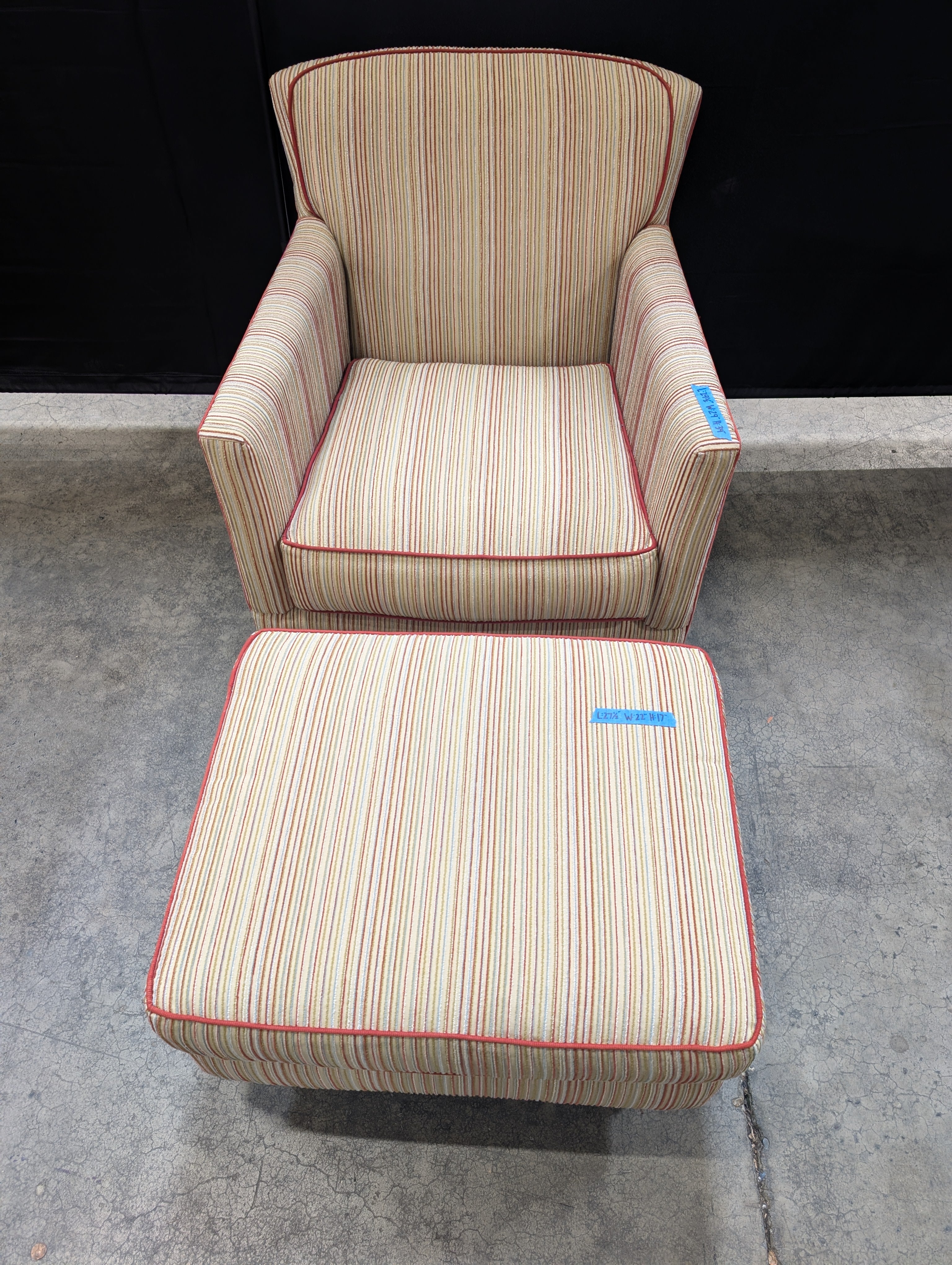 Striped Bassett Furniture Armchair with Ottoman