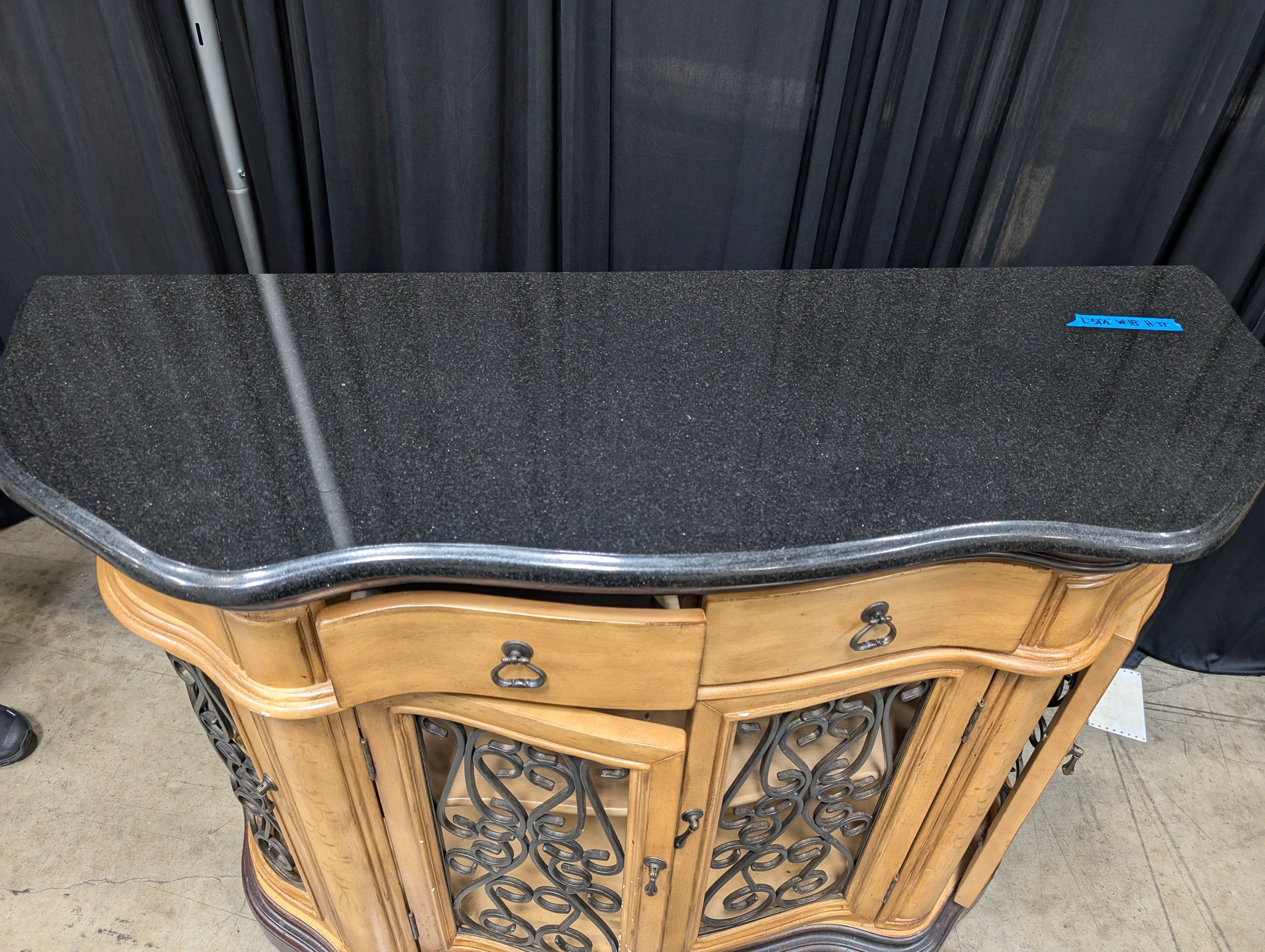 Two-Tone Traditional Wood Buffet with Metal Scrollwork