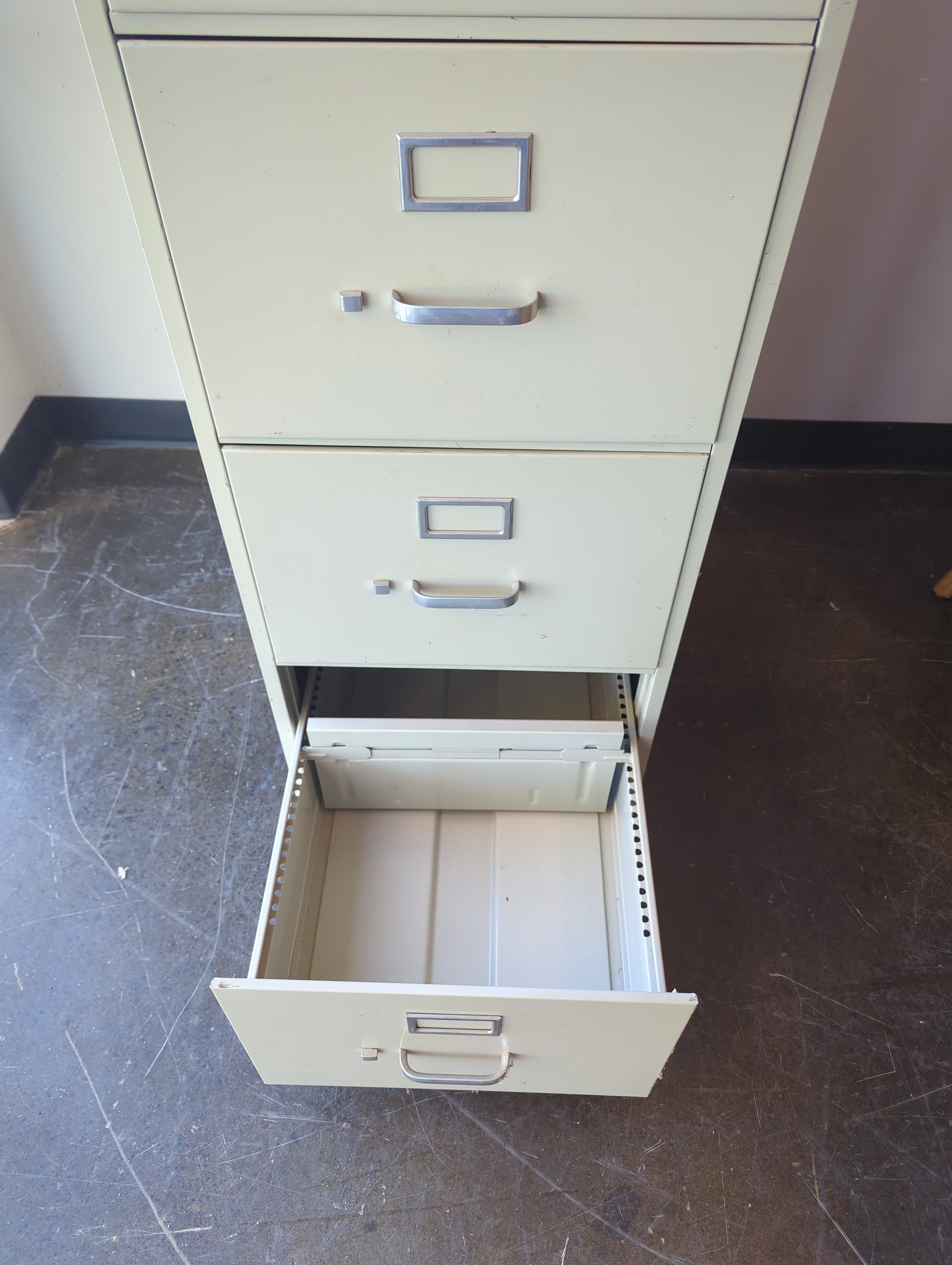 HON Four-Drawer Metal Filing Cabinet, Light Beige Office Storage