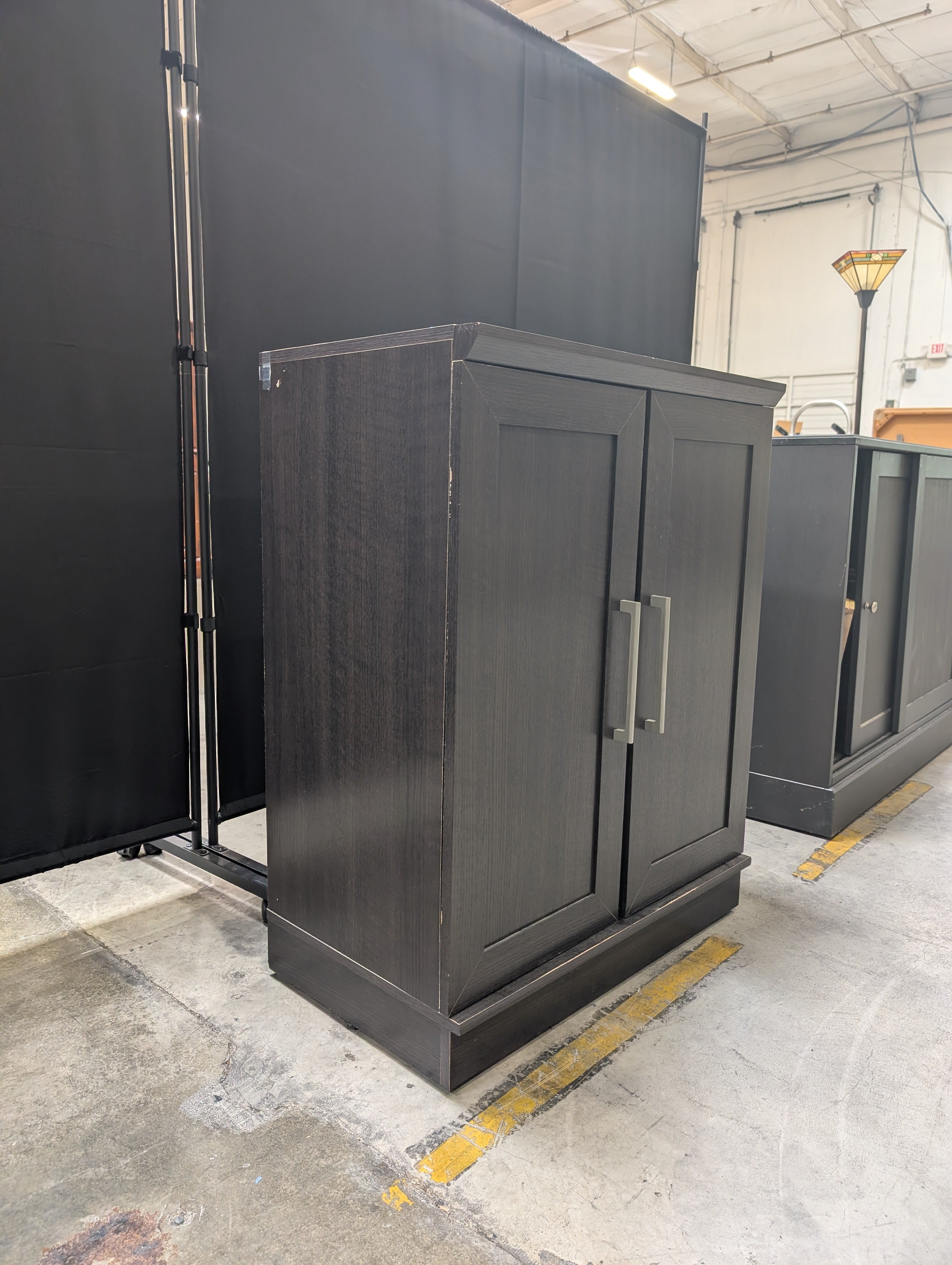 Dark Brown Wood Grain Storage Cabinet Ikea Used