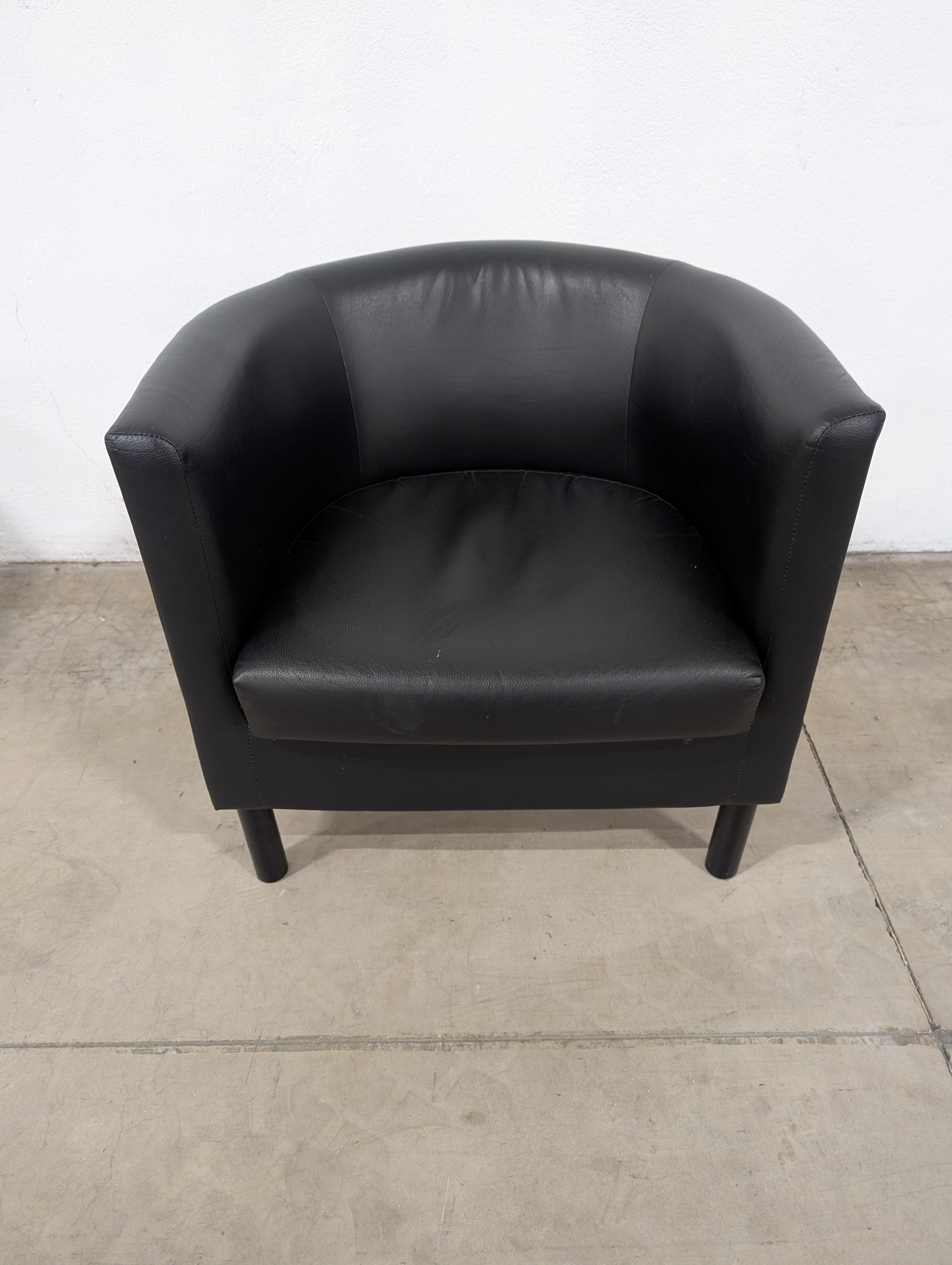 Modern Black Leather Club Accent Chair