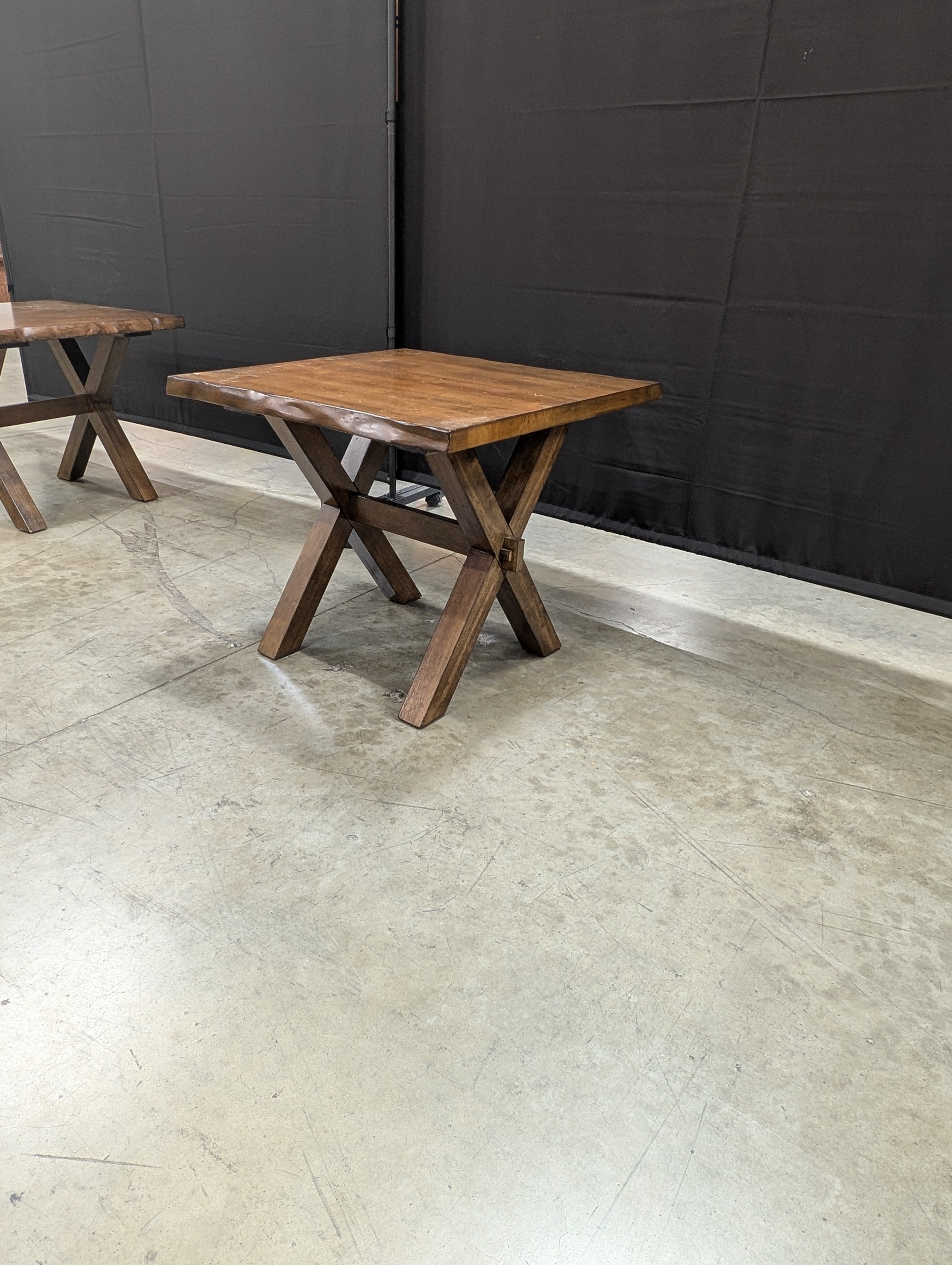 Rustic Solid Wood Accent Table with Scalloped Edge
