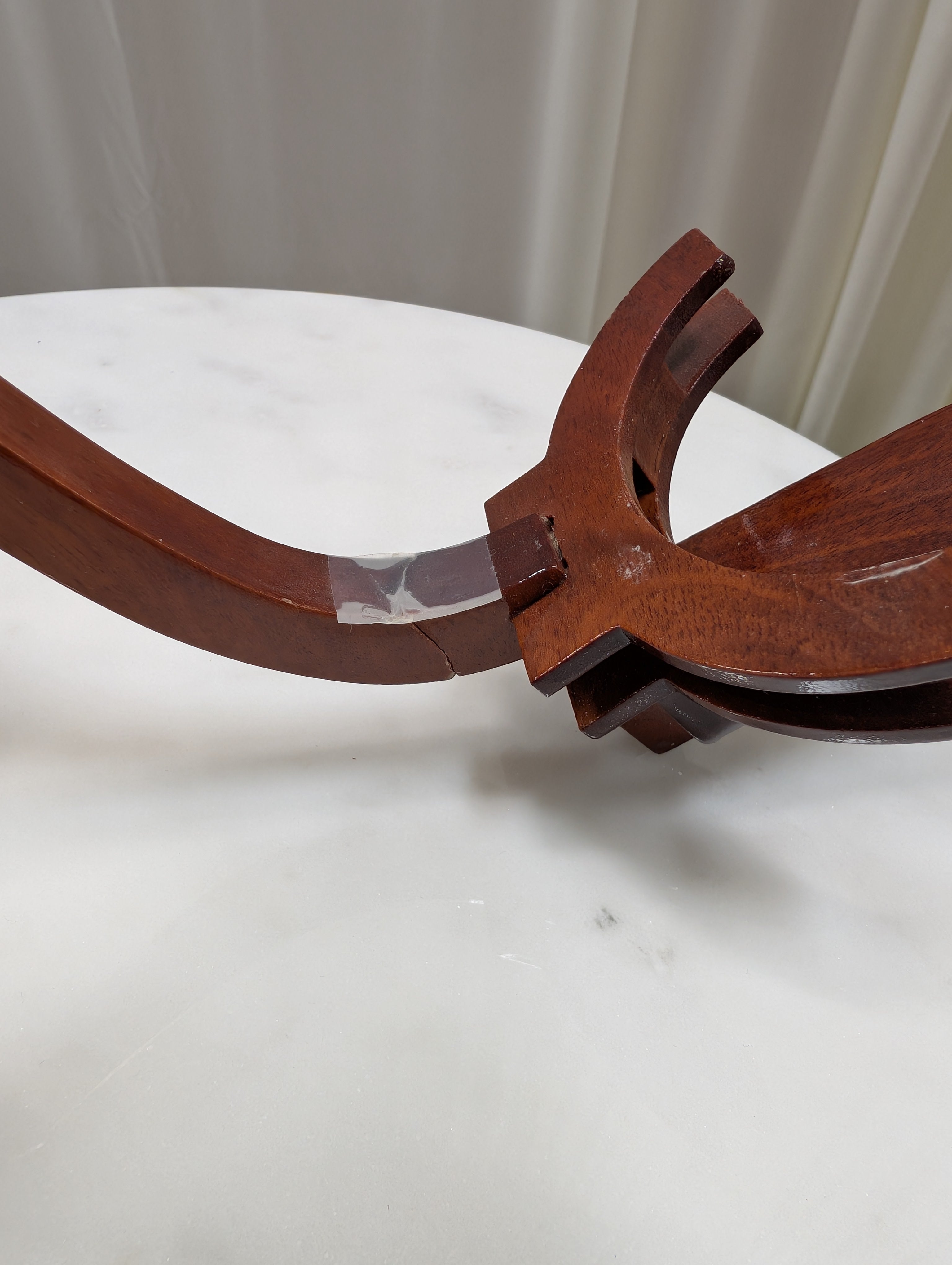 Vintage Wooden Golf Cart Figurine in Mahogany Finish