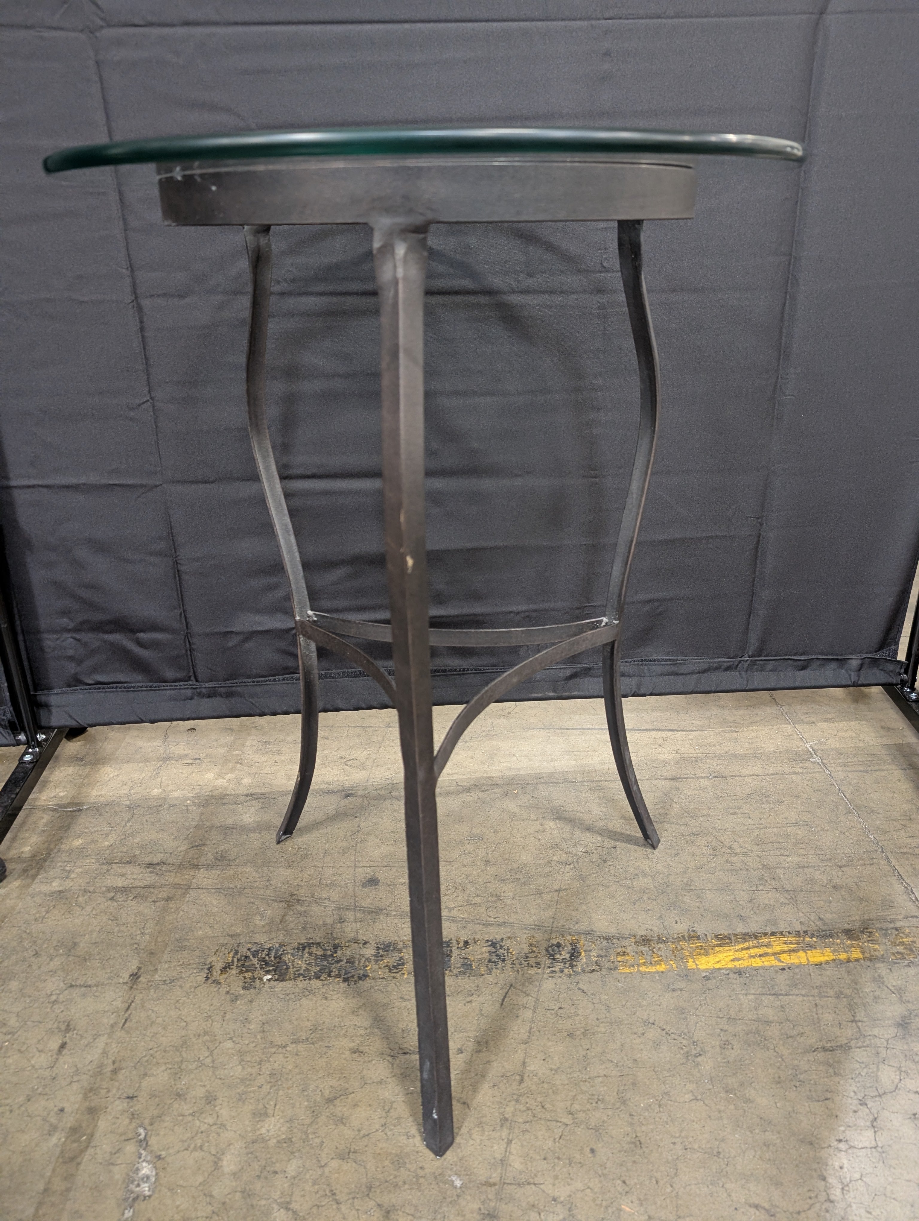 Round Glass Top Bistro Table with Dark Metal Base
