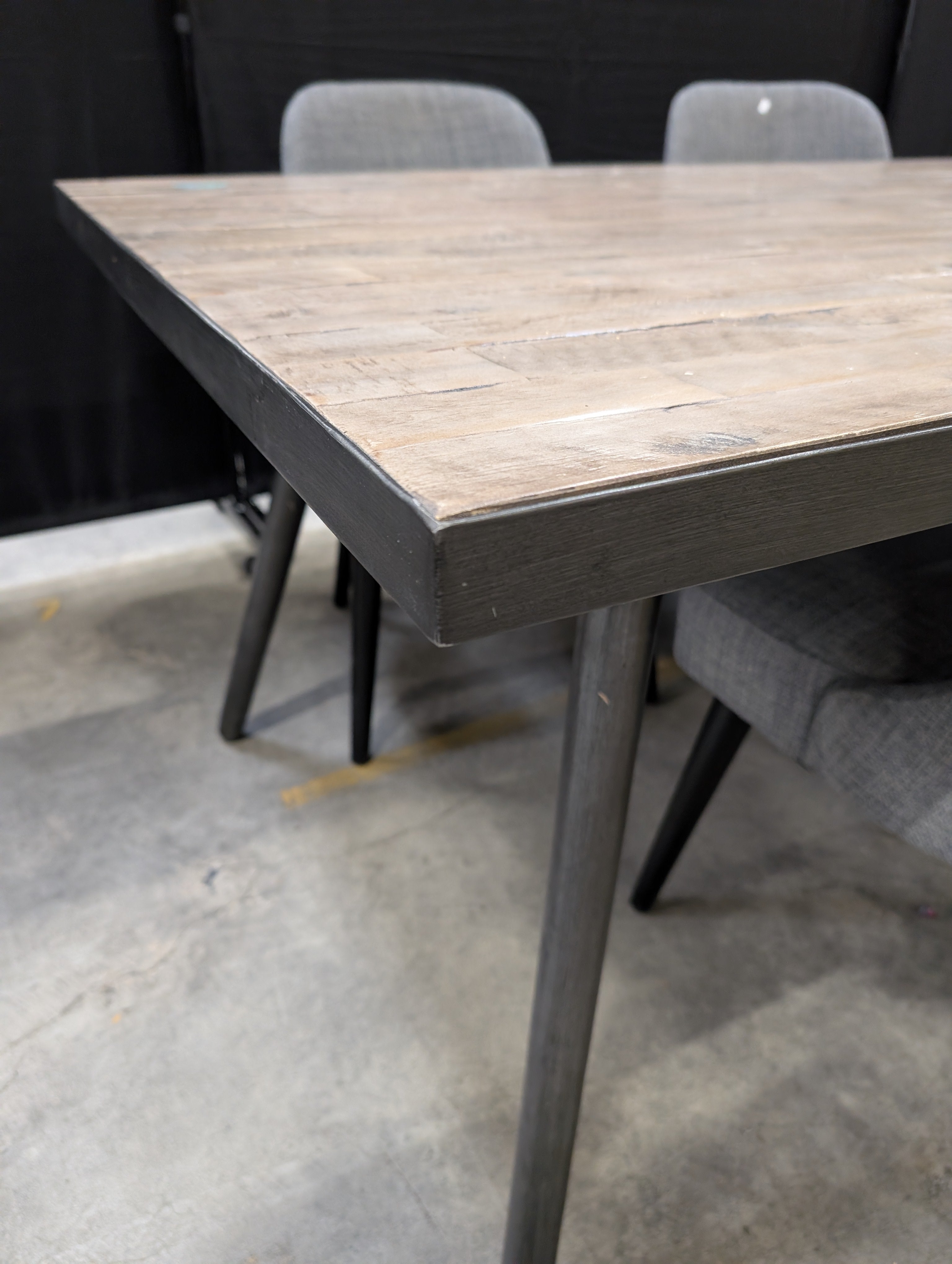 Industrial Style Rectangular Dining Conference Table with Six Chairs