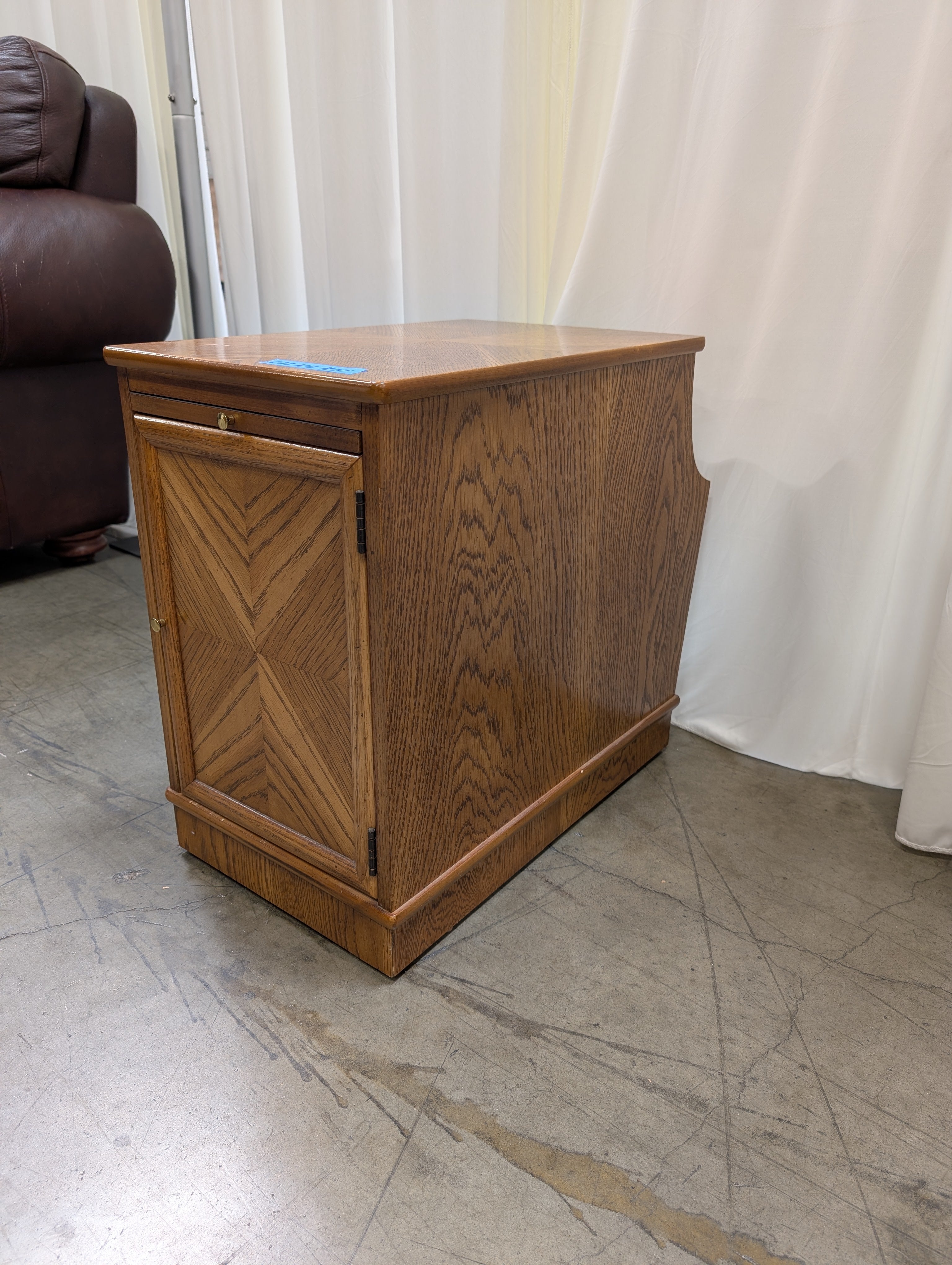 Brown Hardwood End Table with Magazine Rack