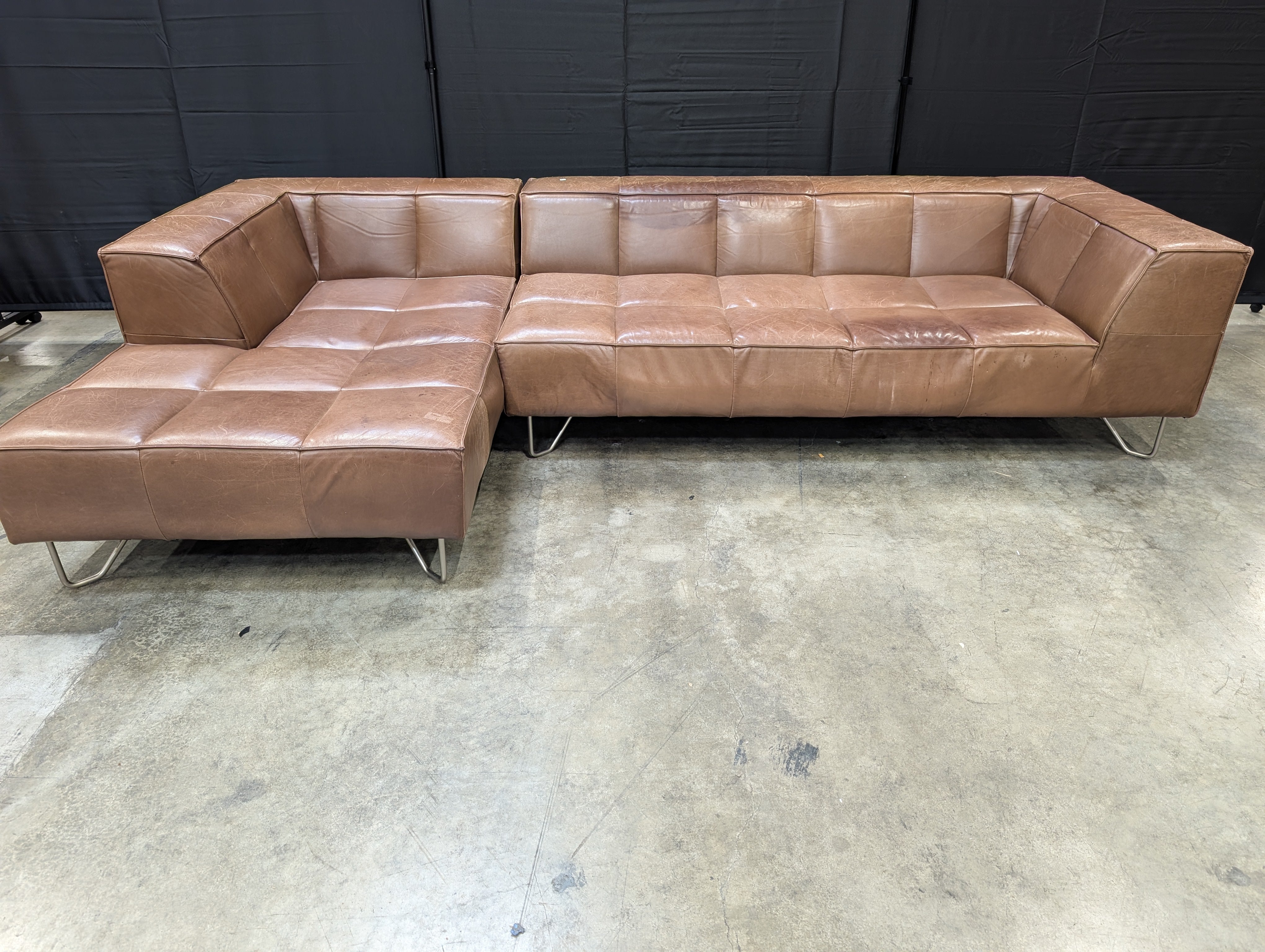 BoConcept Brown Leather Sectional Sofa with Chaise