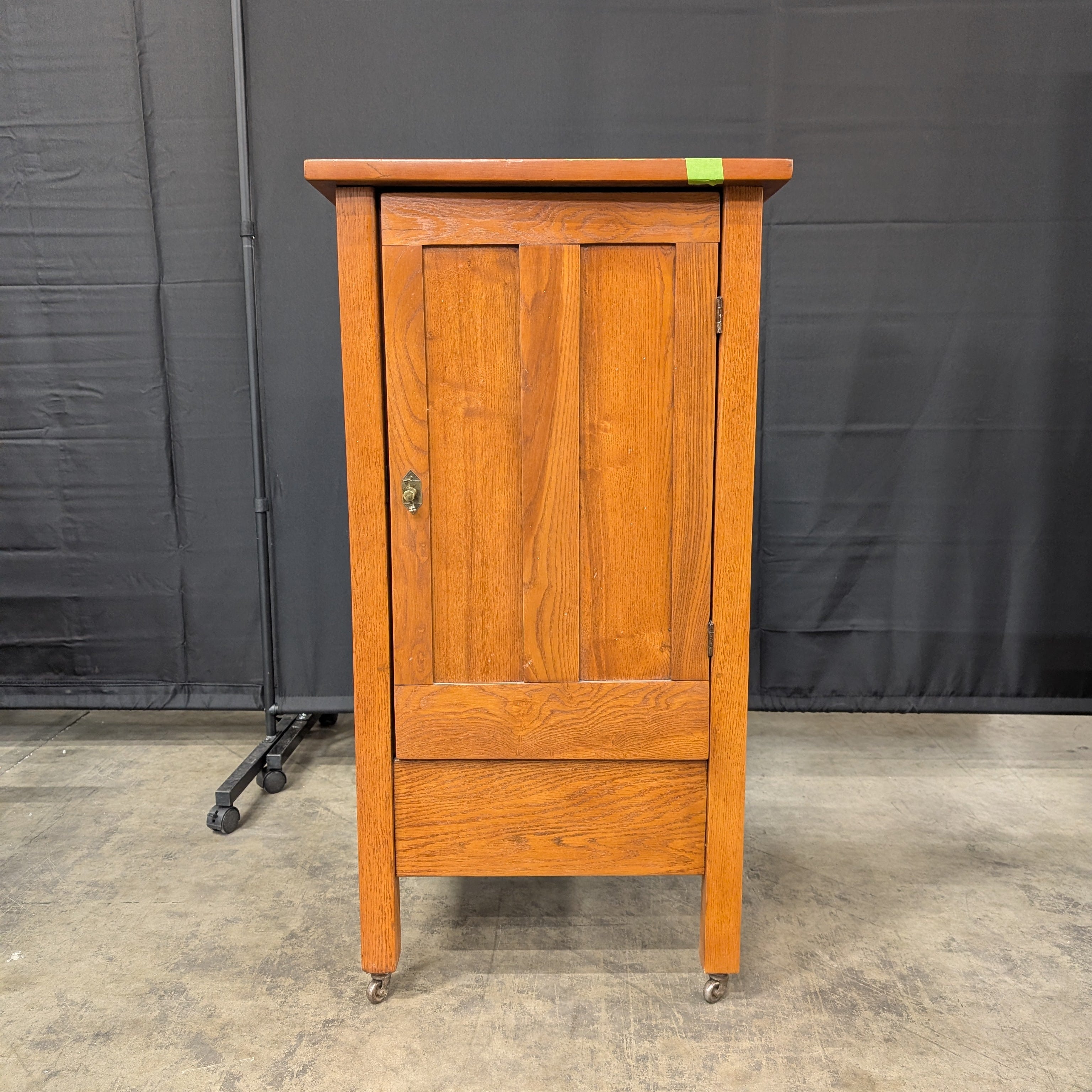 Paneled Oak Arts and Crafts Cabinet with Casters