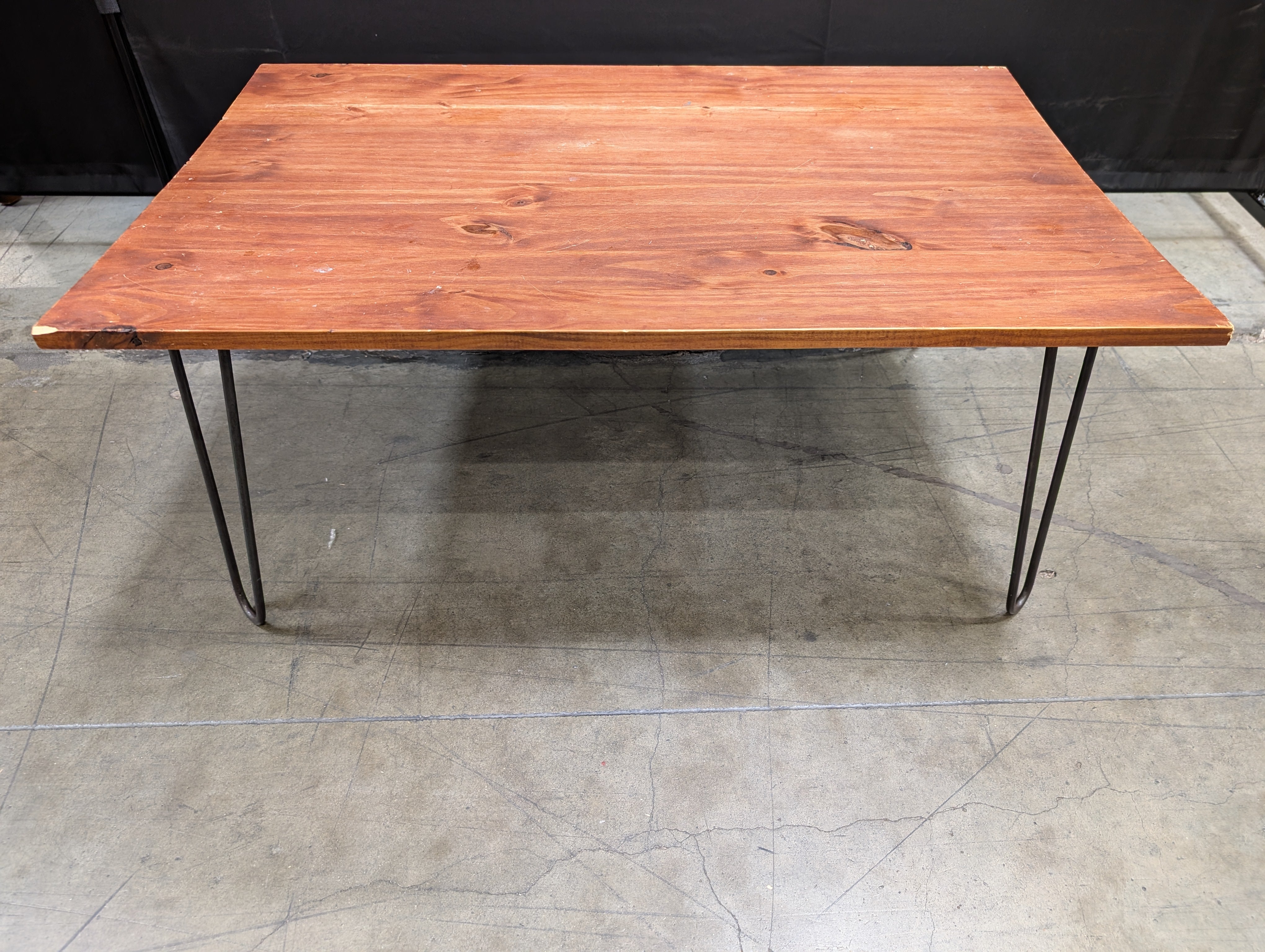 Rustic Wood Coffee Table with Black Hairpin Legs