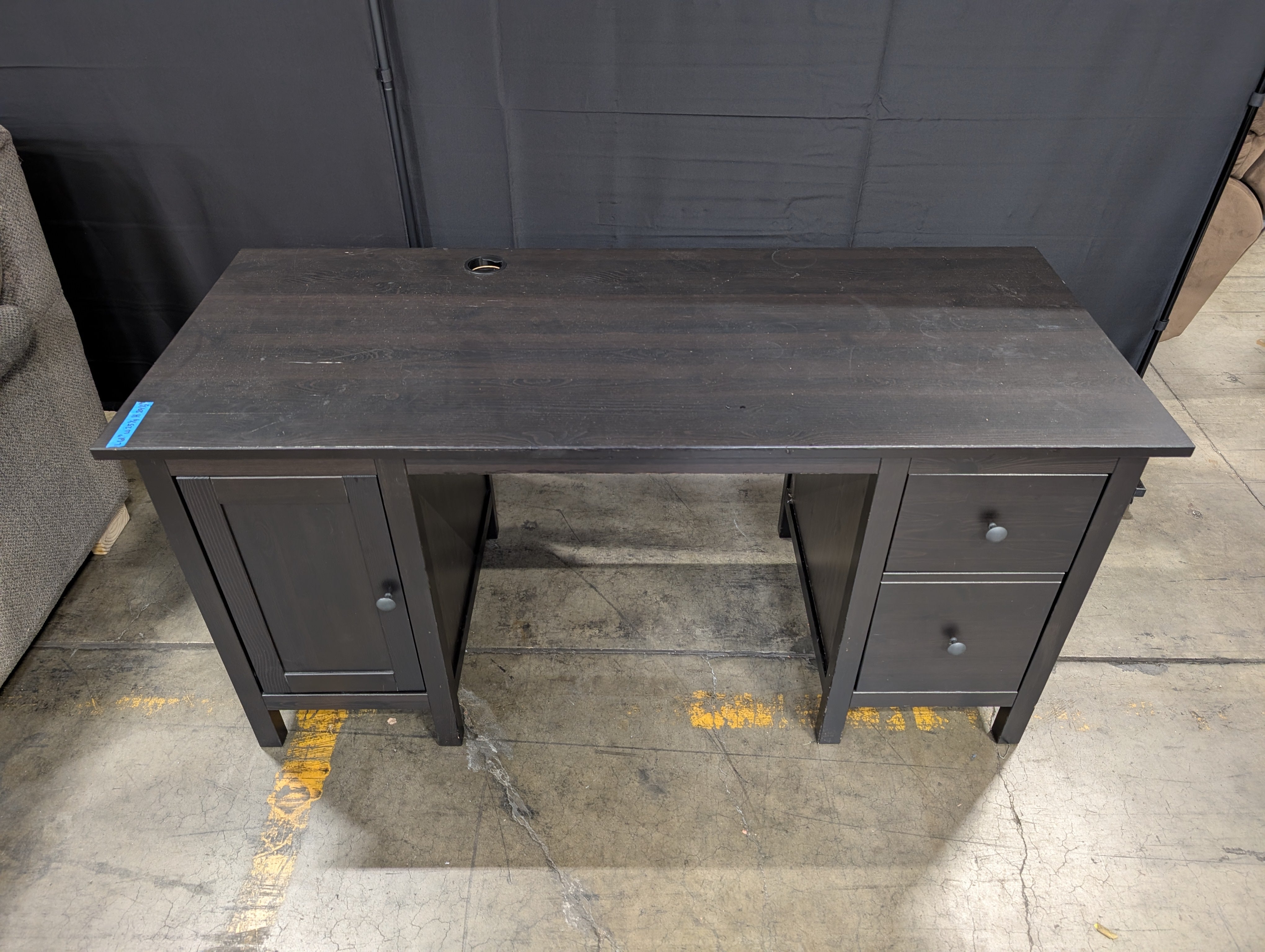 Dark Brown Home Office Desk with Storage Drawers and Cabinet