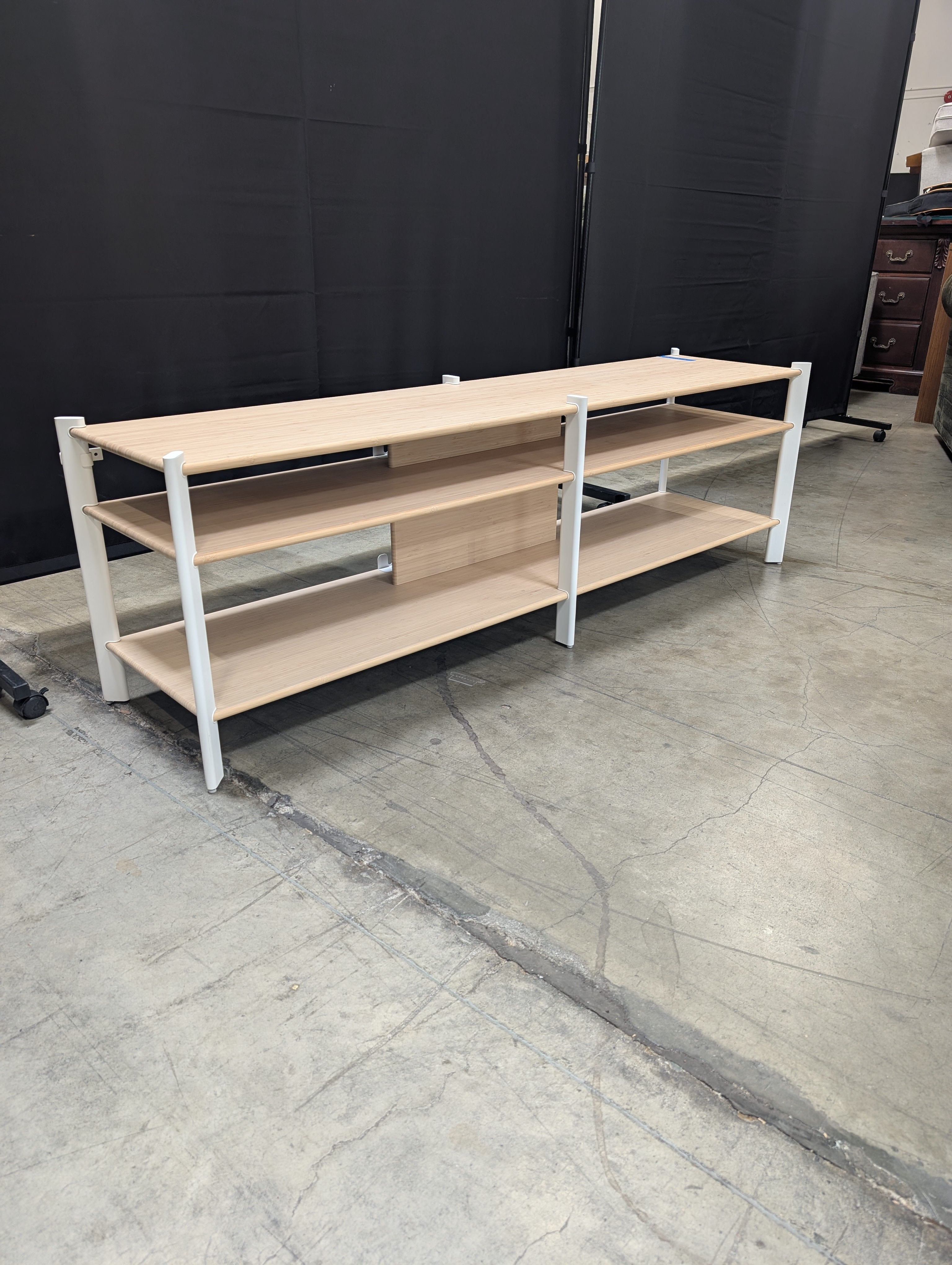 Modern Light Wood Look and White 3-Tier Media Console