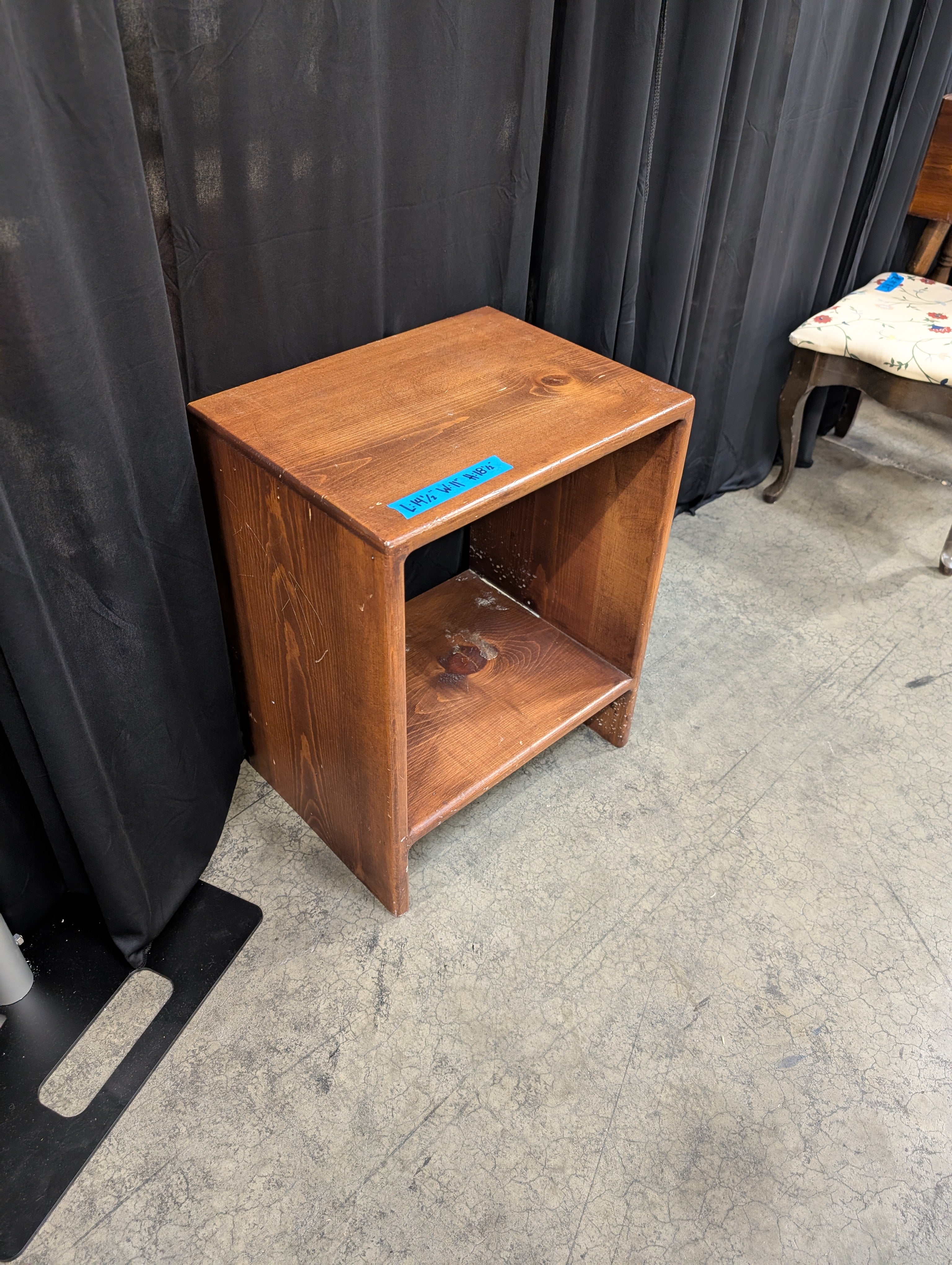 Open Shelf Cube Nightstand in Dark Wood
