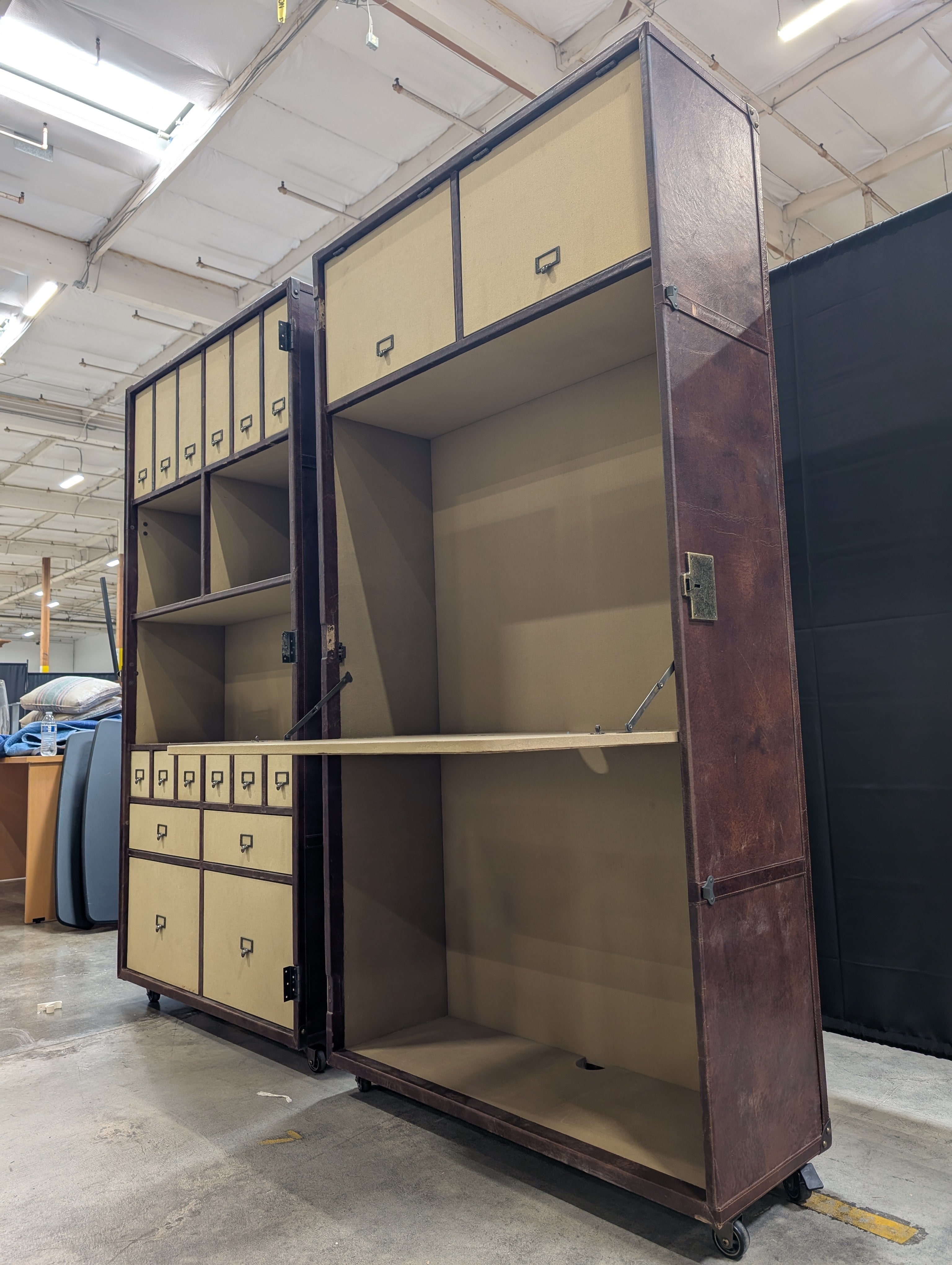 Vintage-Inspired Secretary Trunk Cabinet with Storage