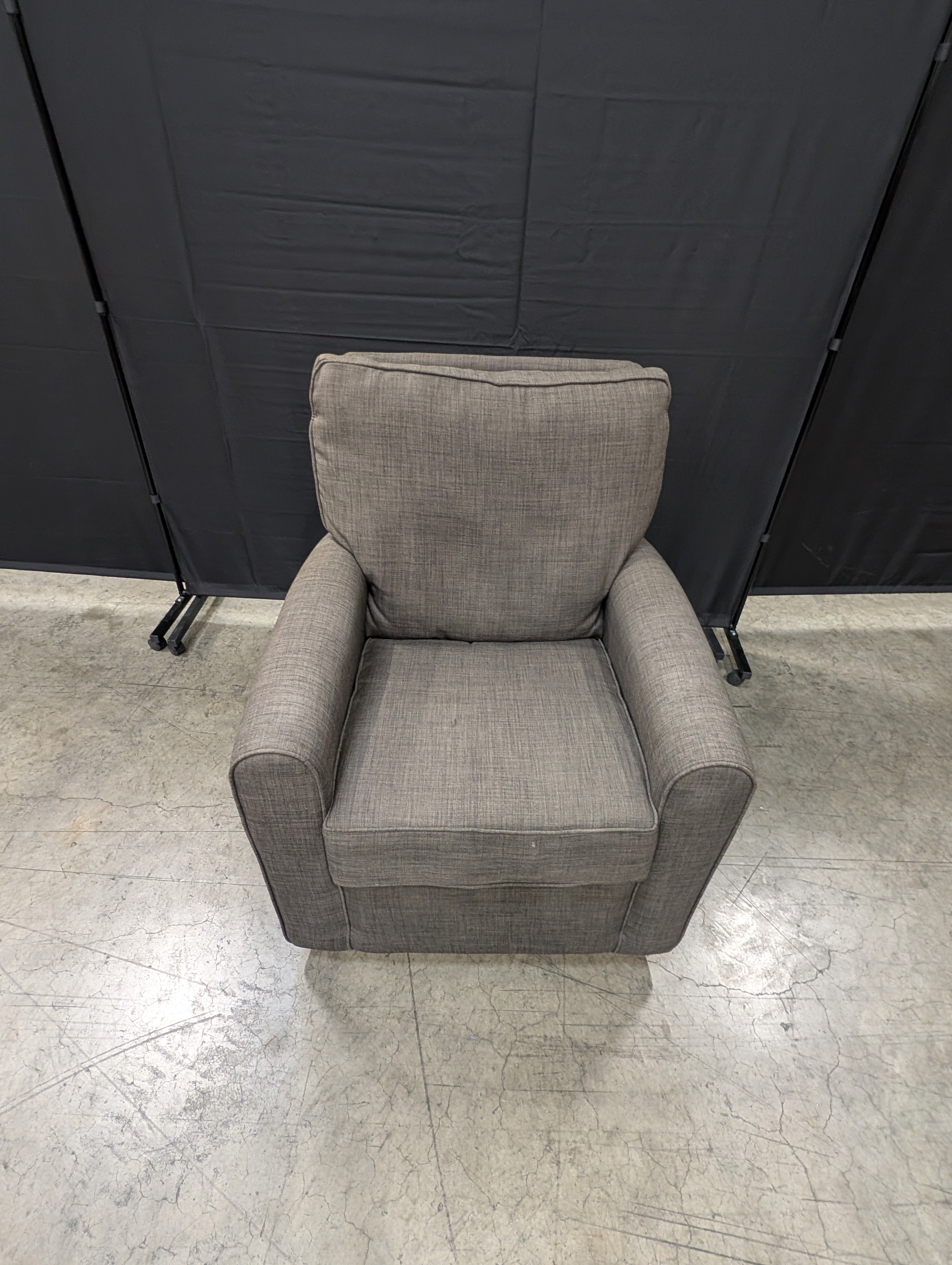 Contemporary Charcoal Grey Upholstered Swivel Armchair