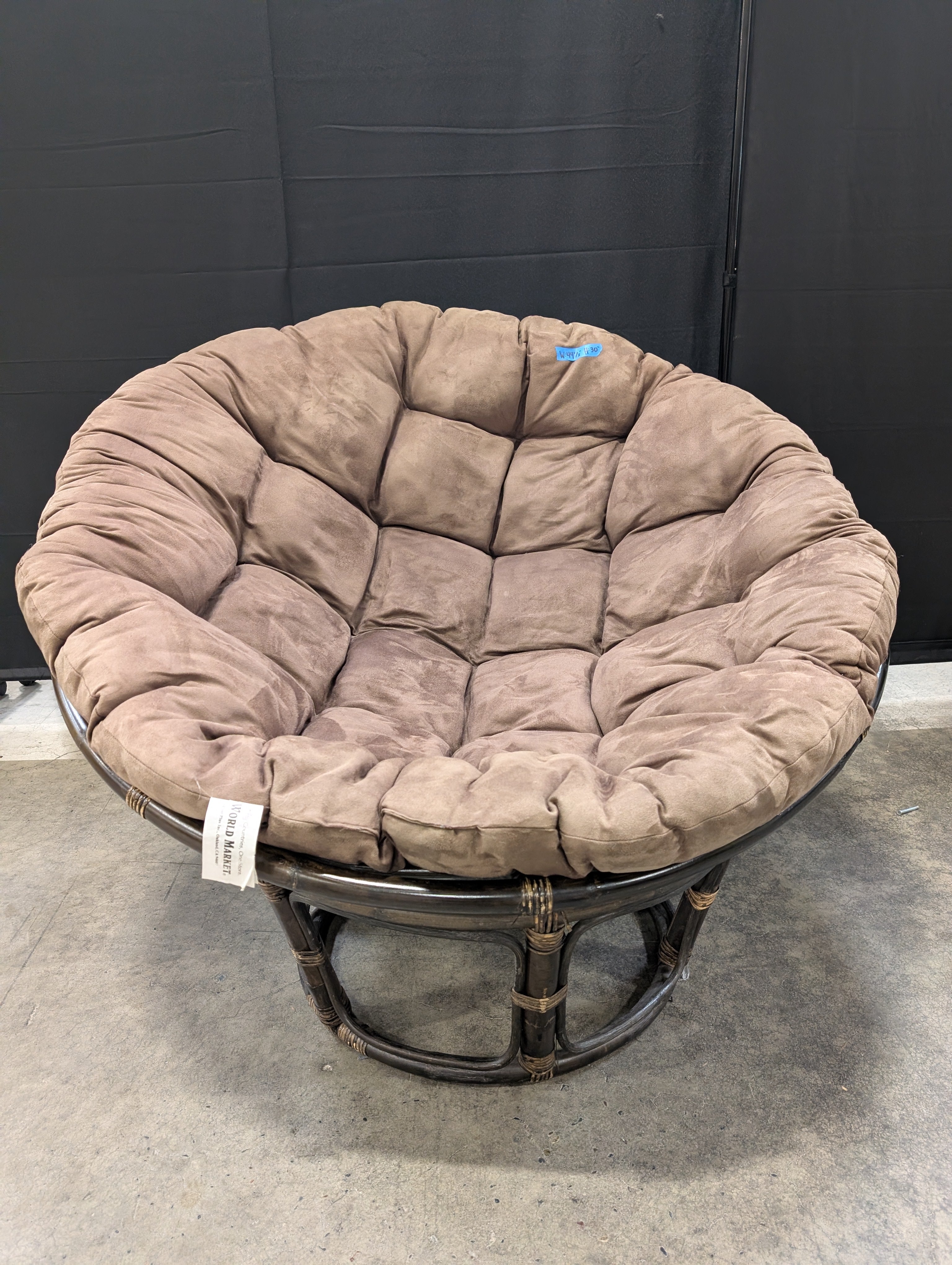 World Market Brown Papasan Chair with Tufted Cushion